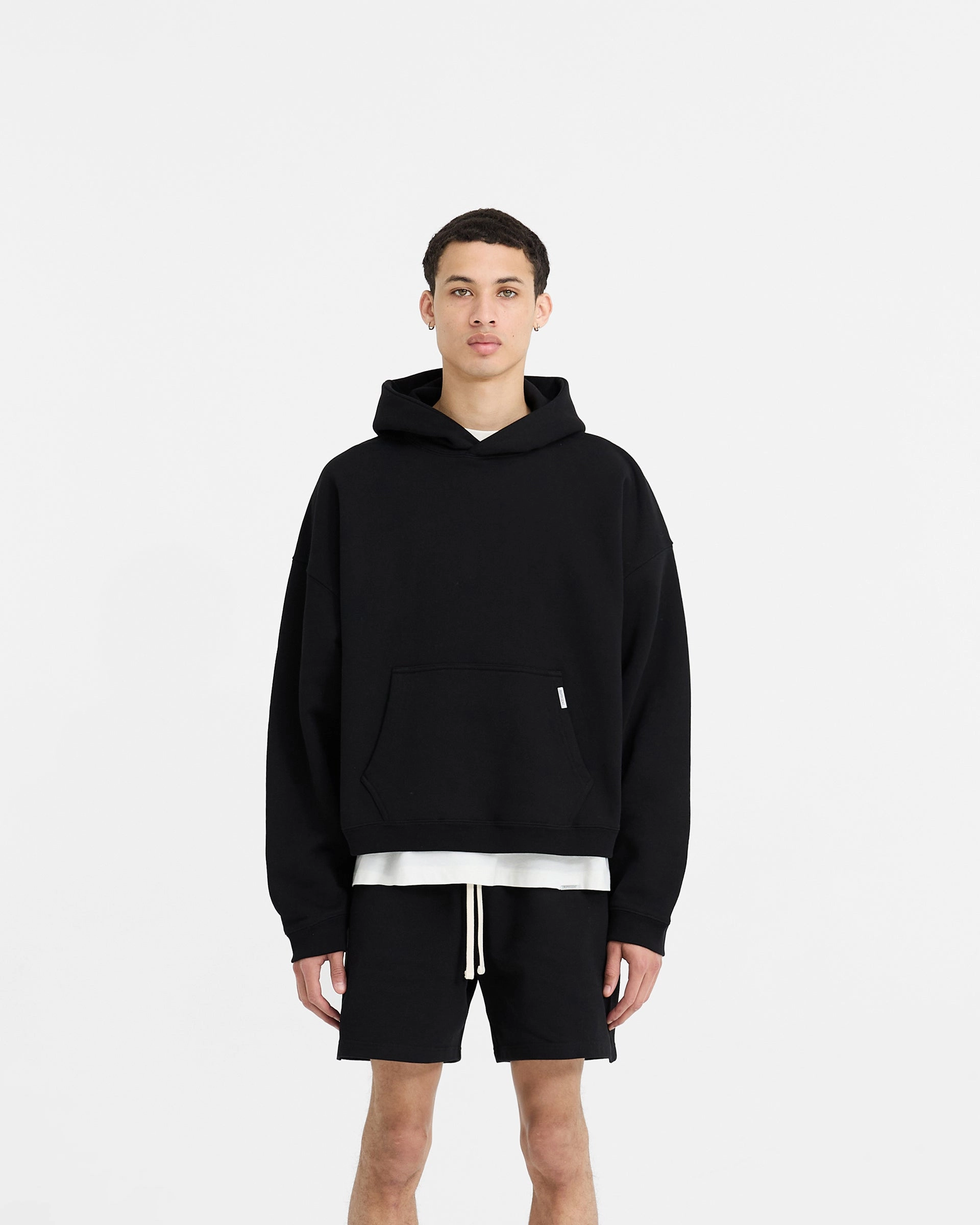 Initial Boxy Hoodie - Black Cozy