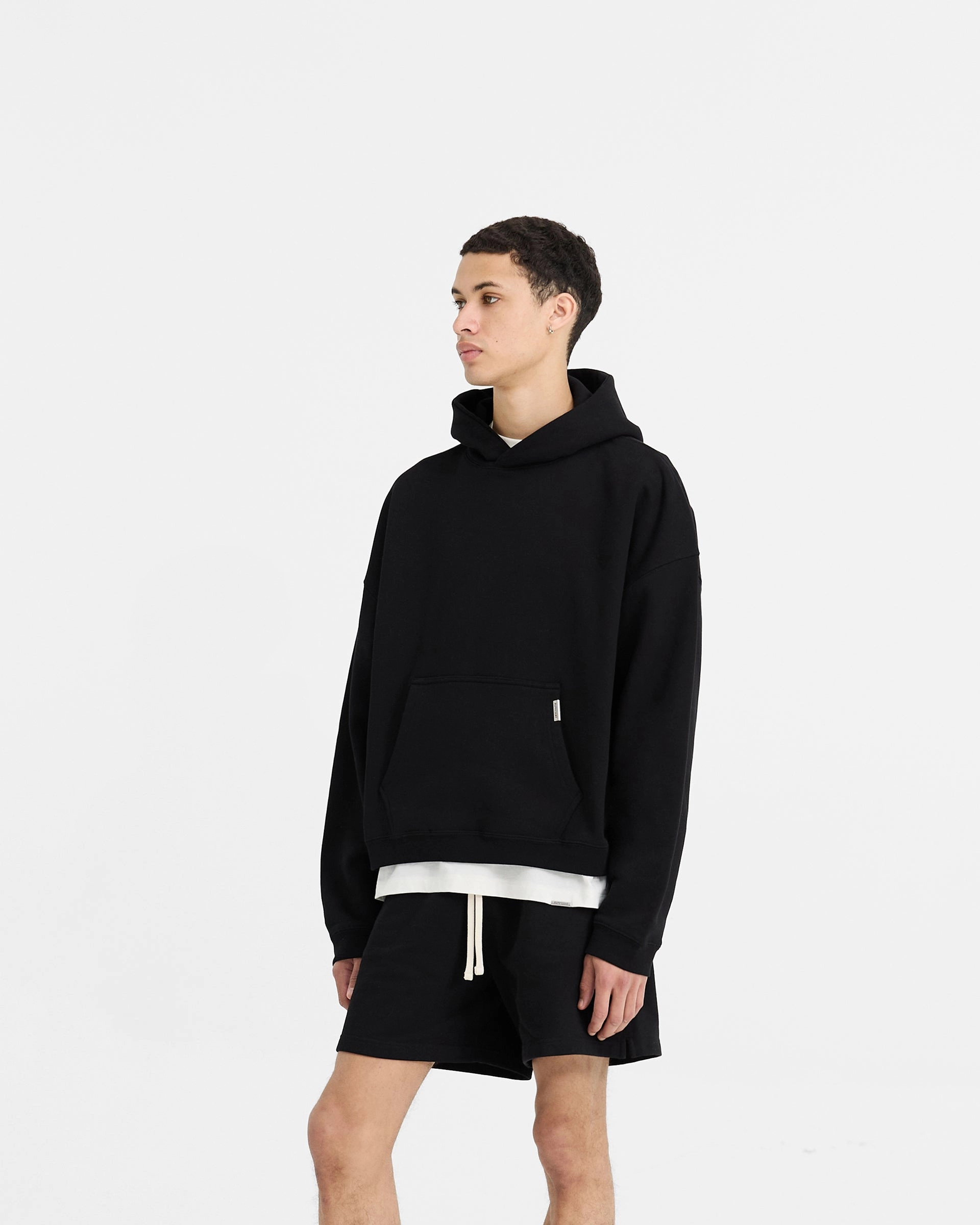 Initial Boxy Hoodie - Black Comfy Style