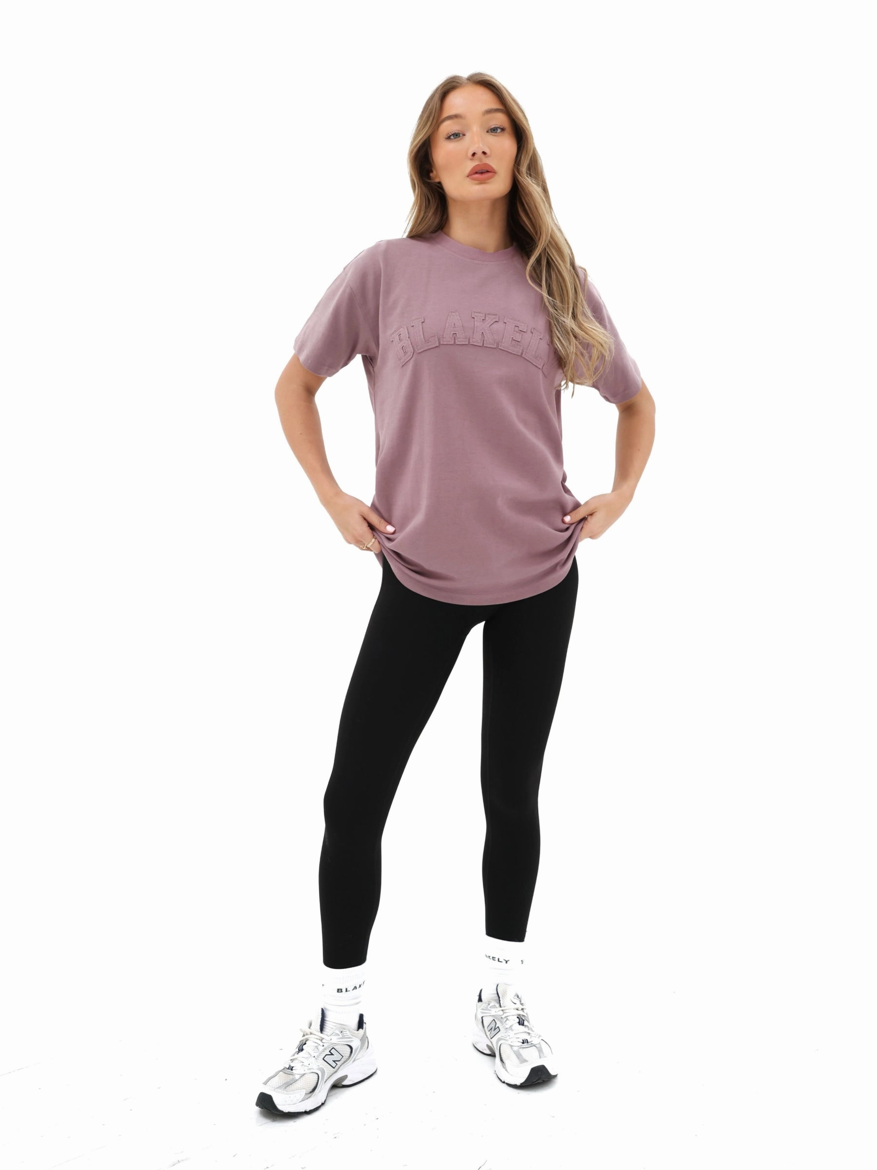 Tonal Varsity Oversized T-Shirt - Soft Mauve Vibrant Prints