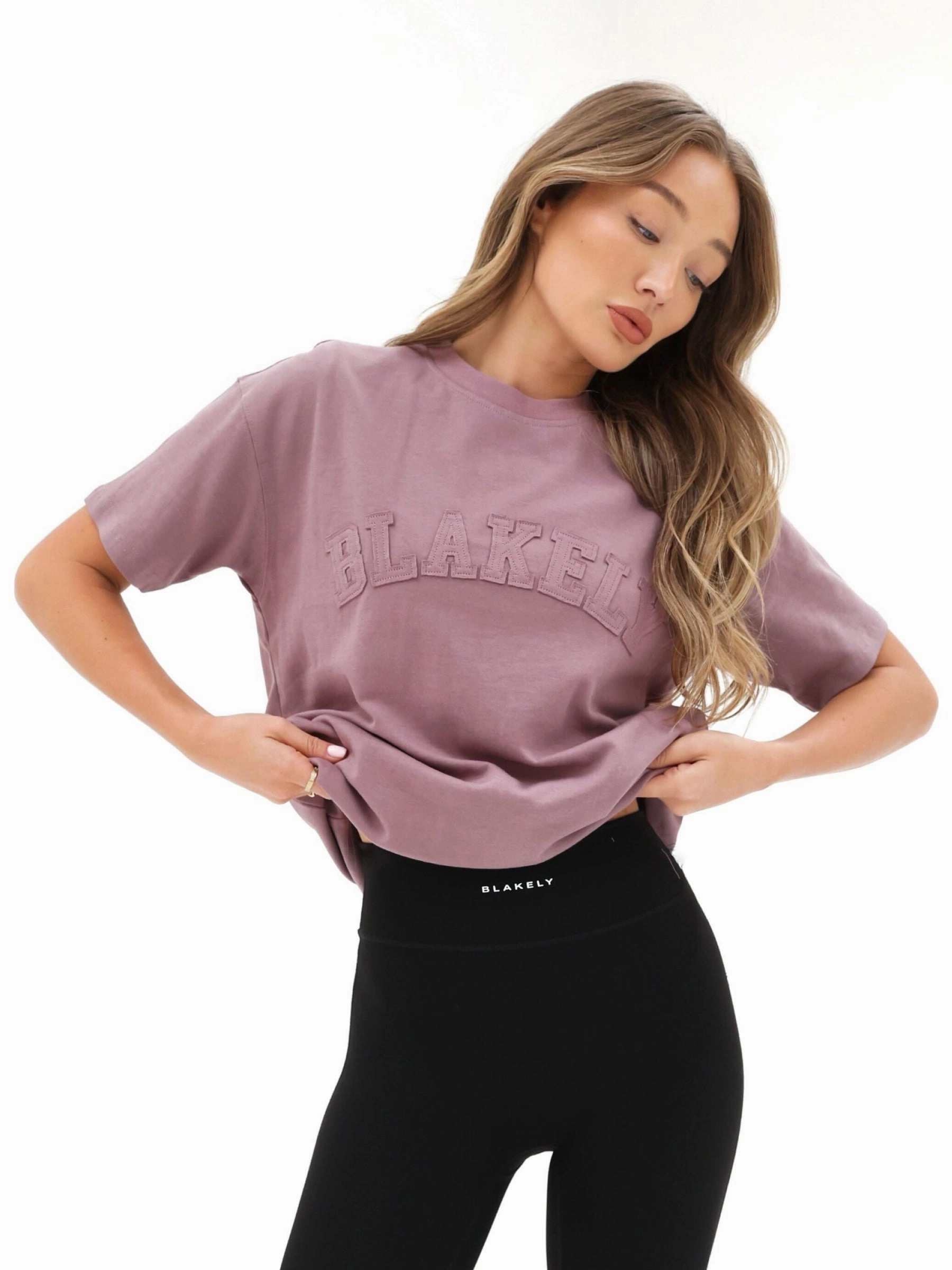 Tonal Varsity Oversized T-Shirt - Soft Mauve Cool Vibes