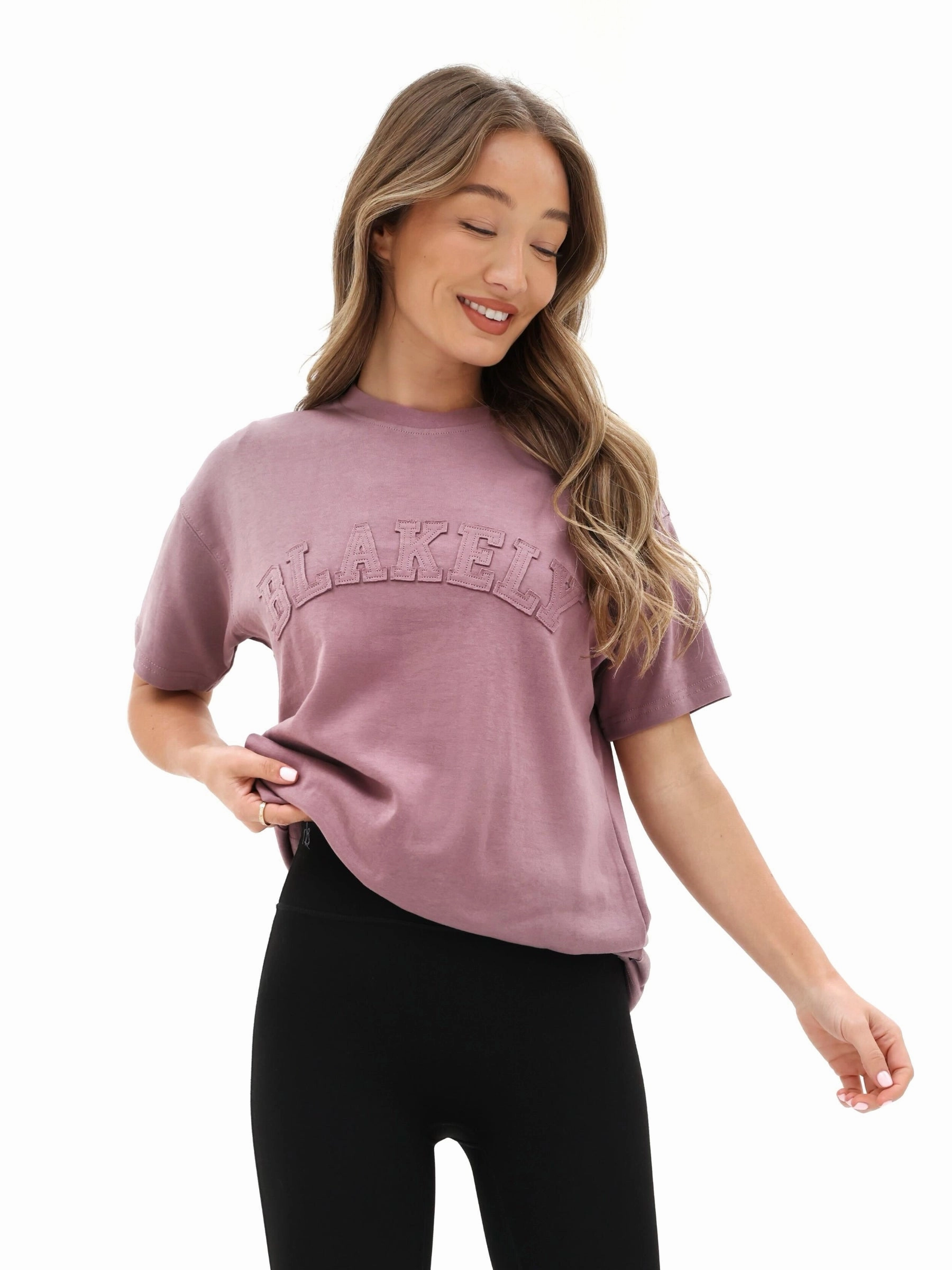 Versatile Layer Tonal Varsity Oversized T-Shirt - Soft Mauve