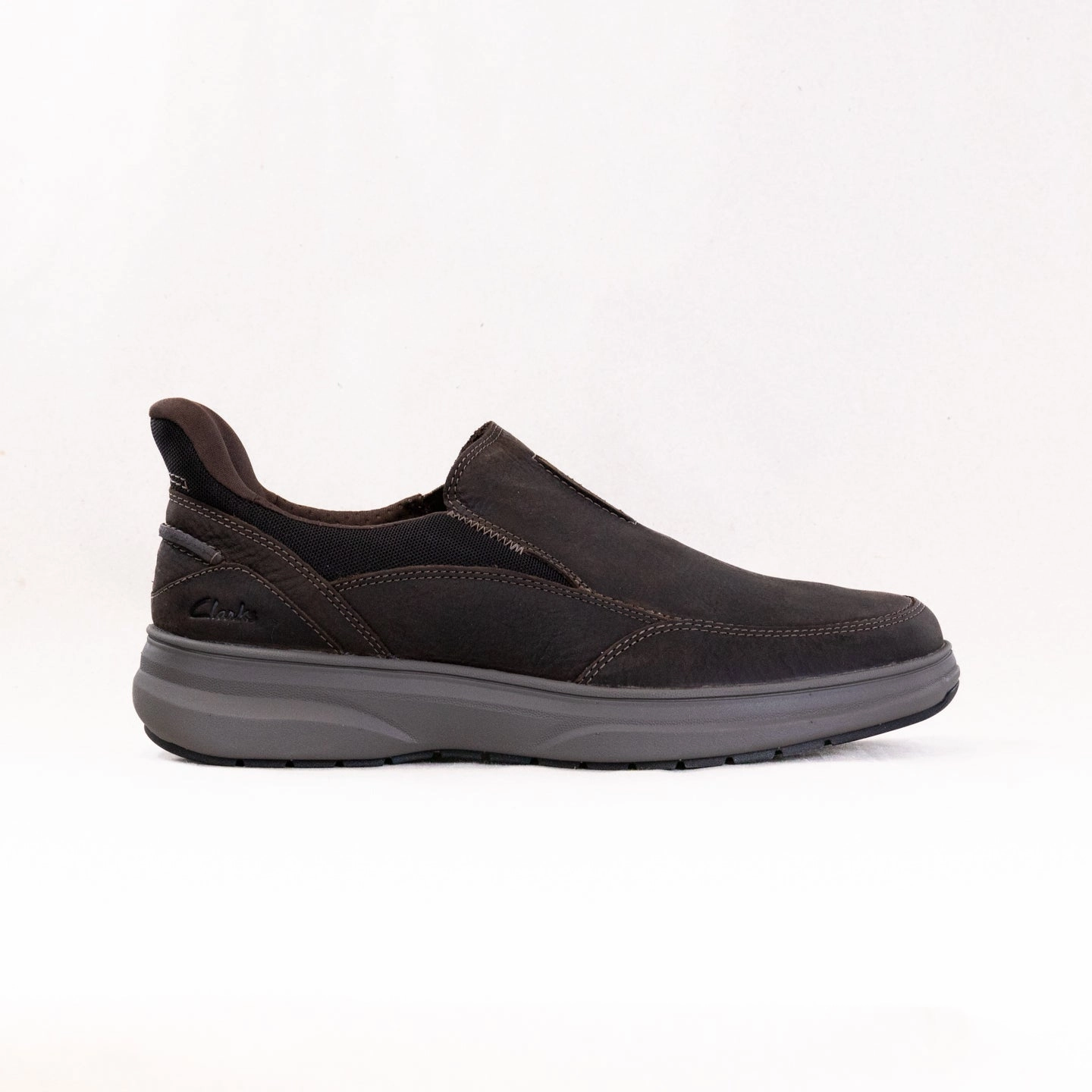 Clarks Mullen Step (Men's) - Dark Brown Leather Quick Comfort Wear Quick Slip On Walk