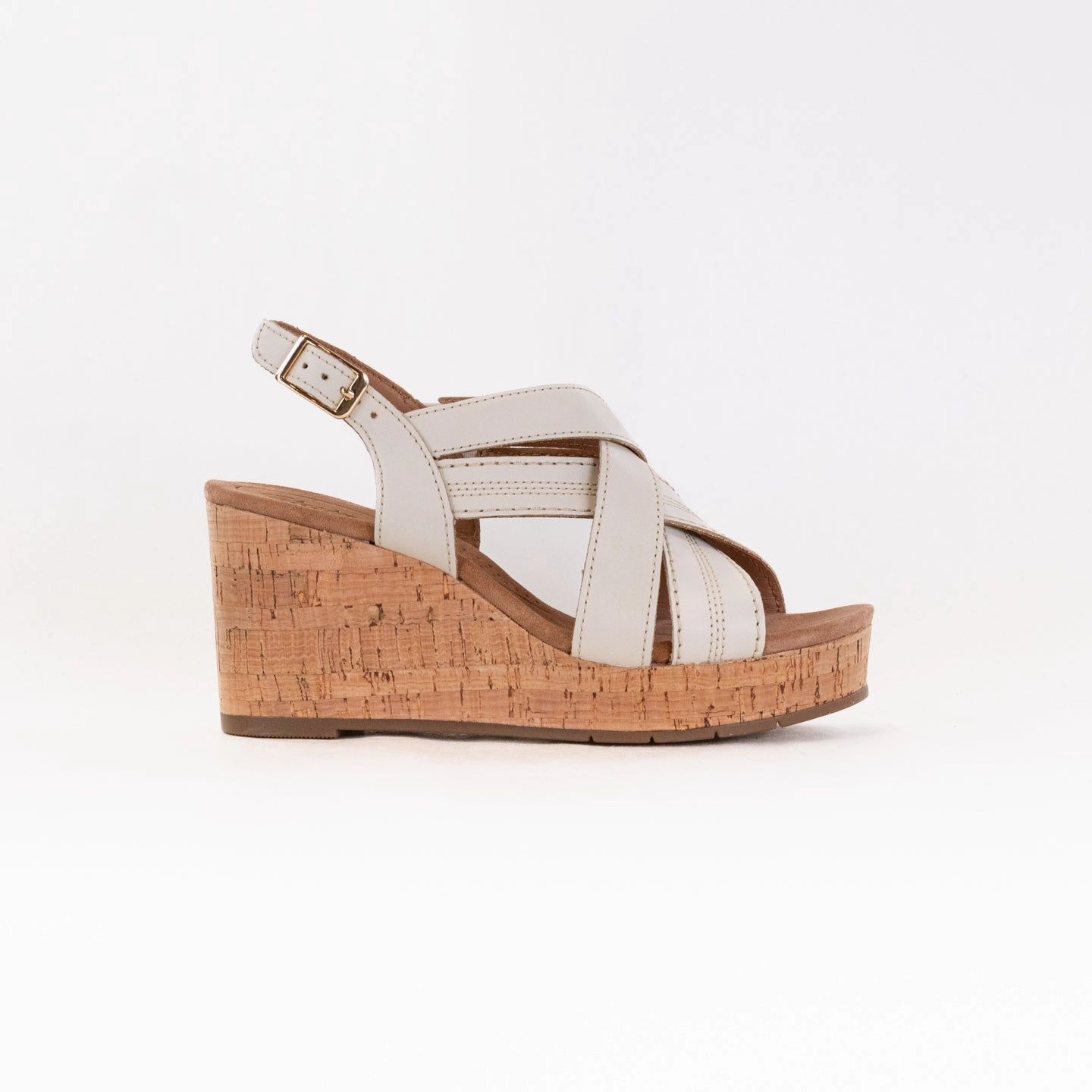 Reinforced Heel Support Clarks Sabina Sling (Women's) - Creme Leather