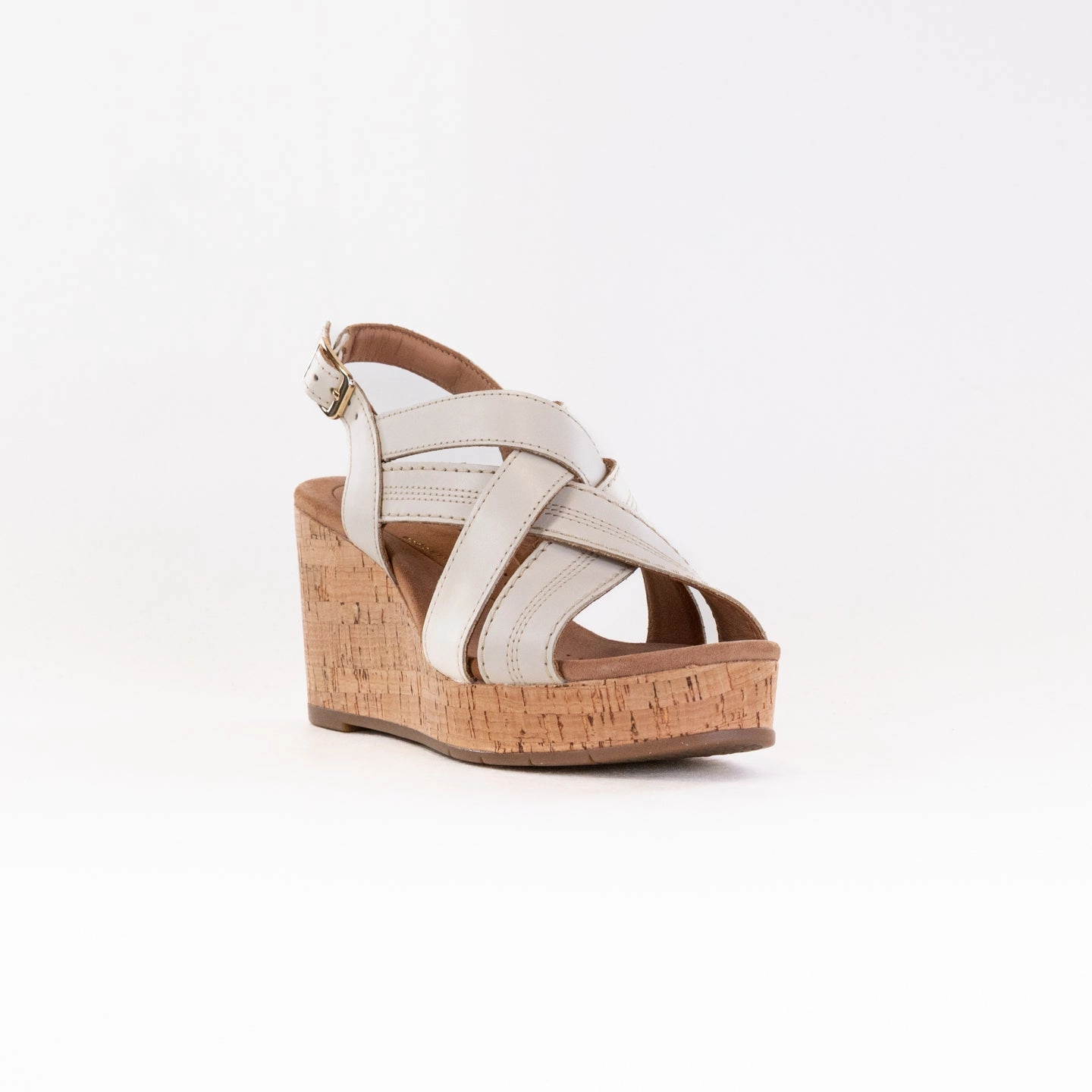 Clarks Sabina Sling (Women's) - Creme Leather Lightweight Walking Shoes