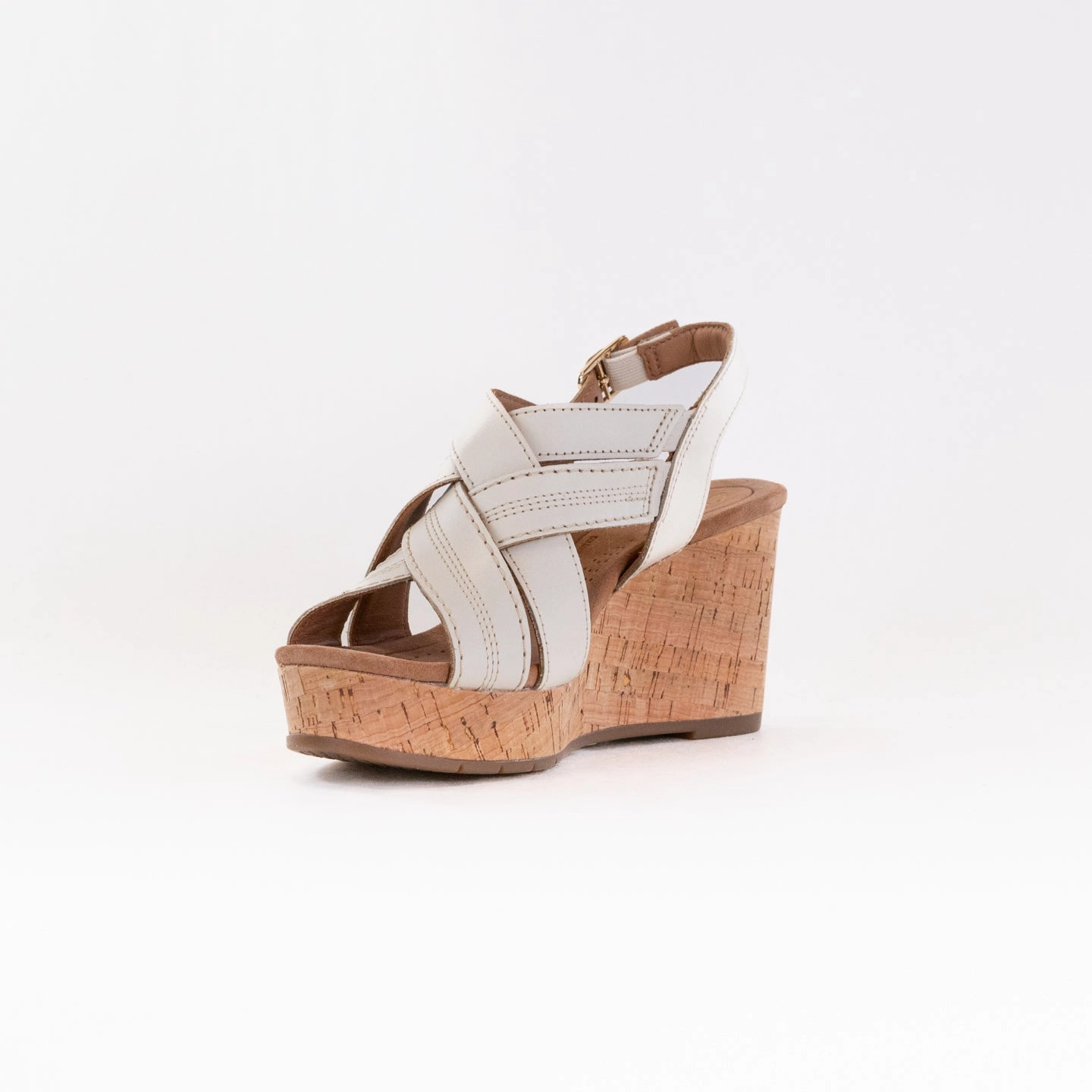 Sweat Wicking Clarks Sabina Sling (Women's) - Creme Leather