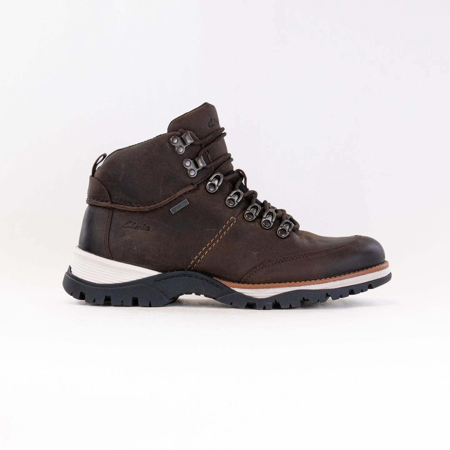 Clarks TopTon Pine Goretex Waterproof (Men's) - Brown Leather Bold Red Textile Lining