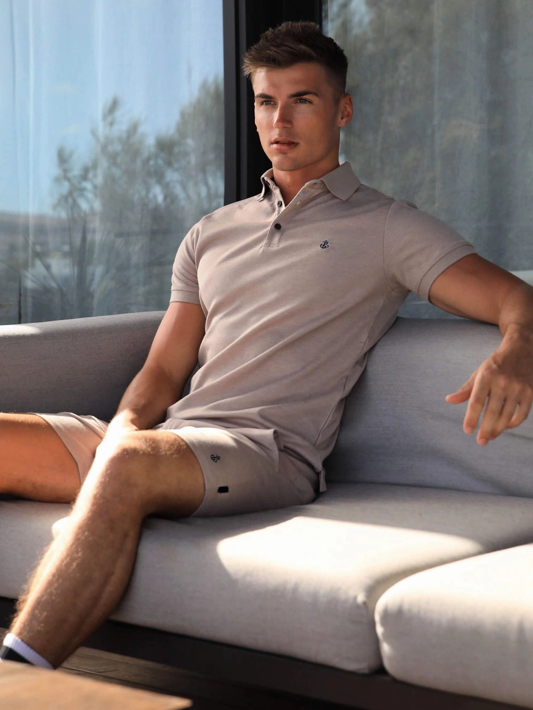 Sorrento Polo Shirt - Tan Youth fashion Minimalist Closure