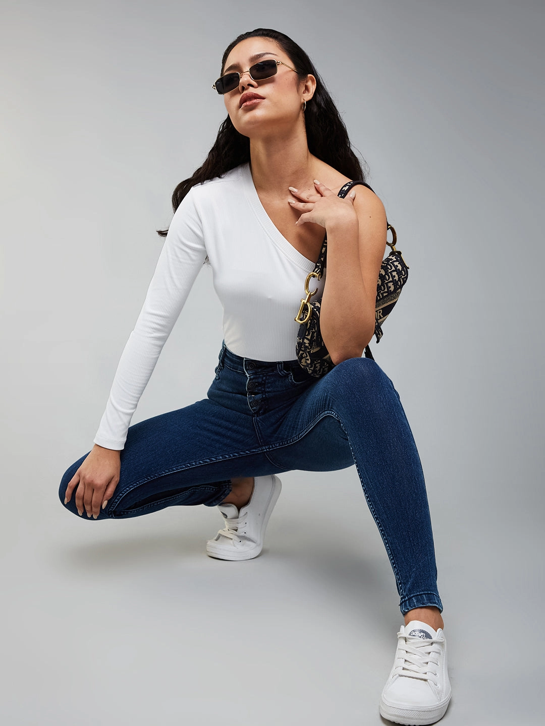 24/7 Comfort Blue Skinny-Fit High-Rise Stretchable Denim Jeans Relaxed Cut Light Layers