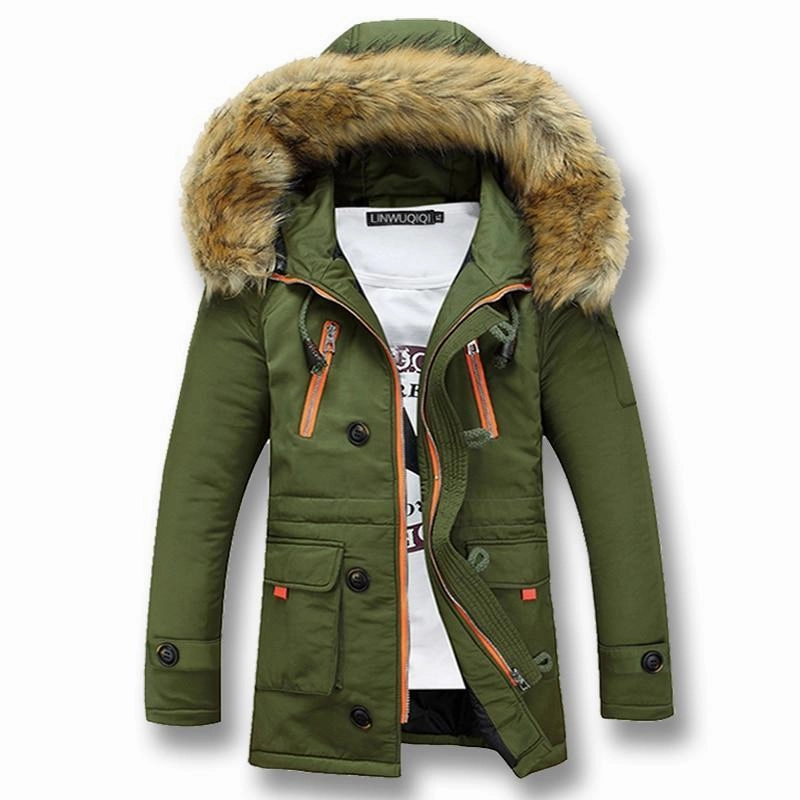 West Louis? Winter Outwear Fur Hooded Parka Wind Resistant Lining