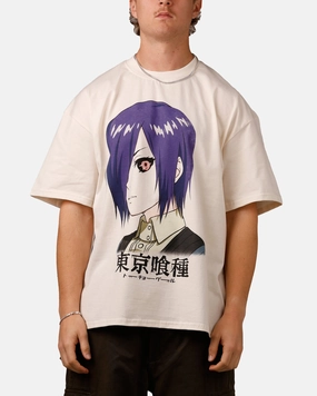 Goat Crew X Tokyo Ghoul Touka Vintage T-Shirt Off White Wrinkle Resistant Treatment V-neck Shirt