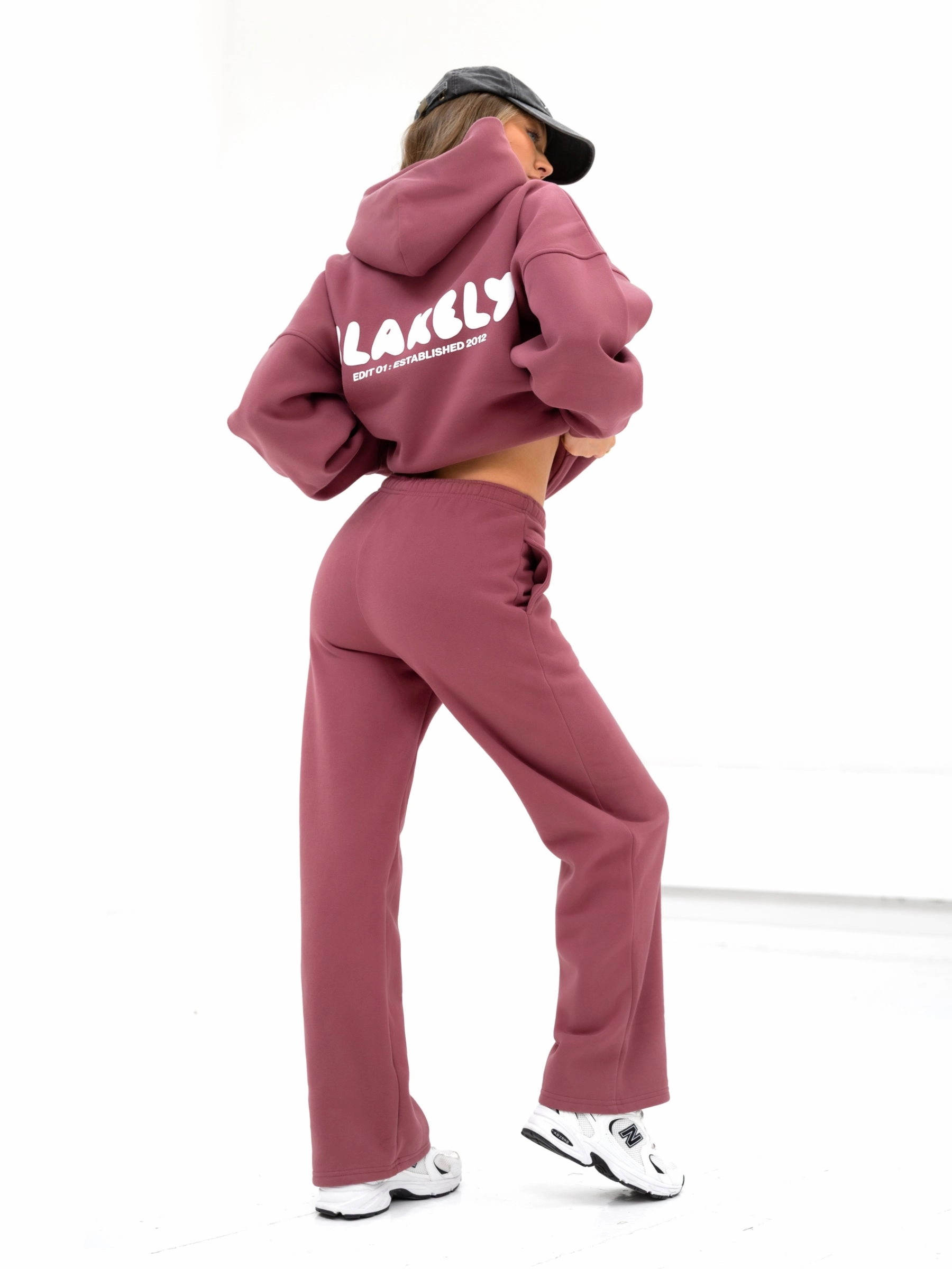 Cloud Print Wide Leg Sweatpants - Dark Pink Flexibility Built-In Ultra Stretch