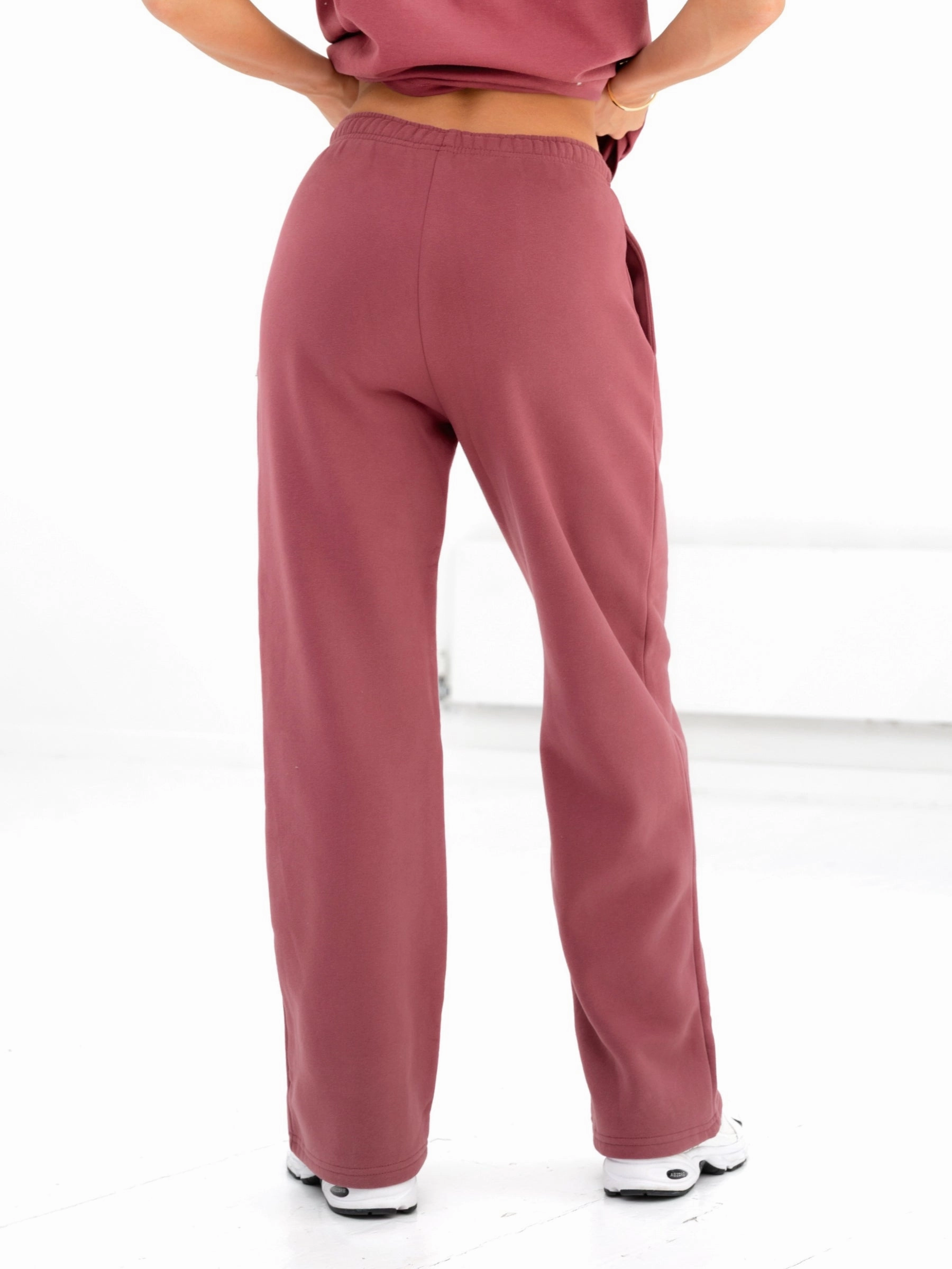 Cloud Print Wide Leg Sweatpants - Dark Pink Day Ready