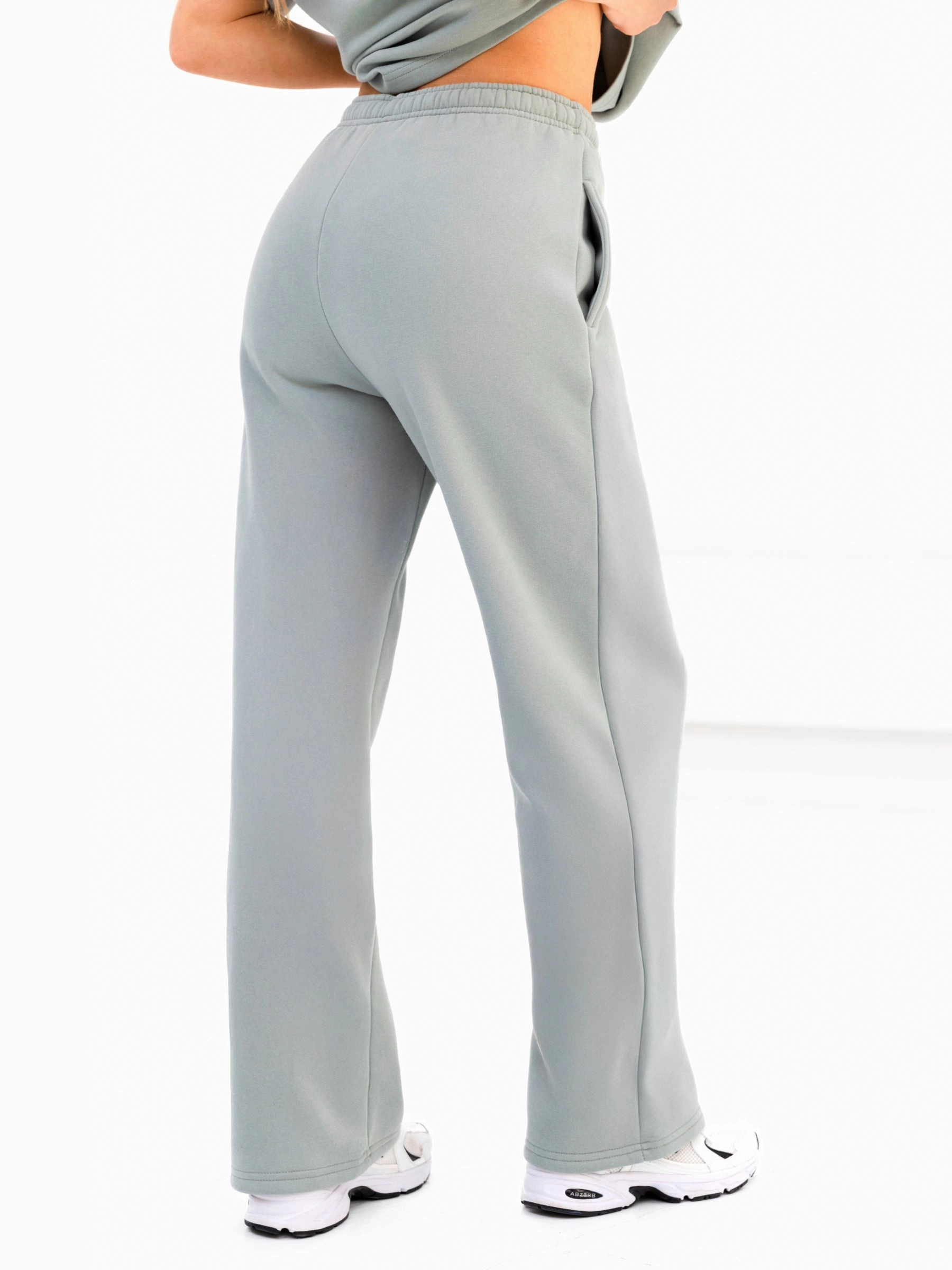 Flexible Knee Panels Cloud Print Wide Leg Sweatpants - Mineral Blue