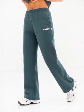 Cloud Print Wide Leg Sweatpants - Teal Green Luxe Look Light and Cozy