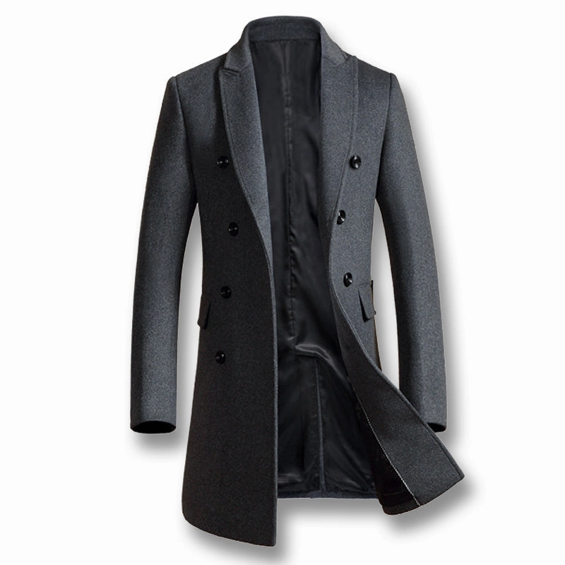 On The Go Soft Touch Texture West Louis? Warm Business-man Woolen Long Peacoat