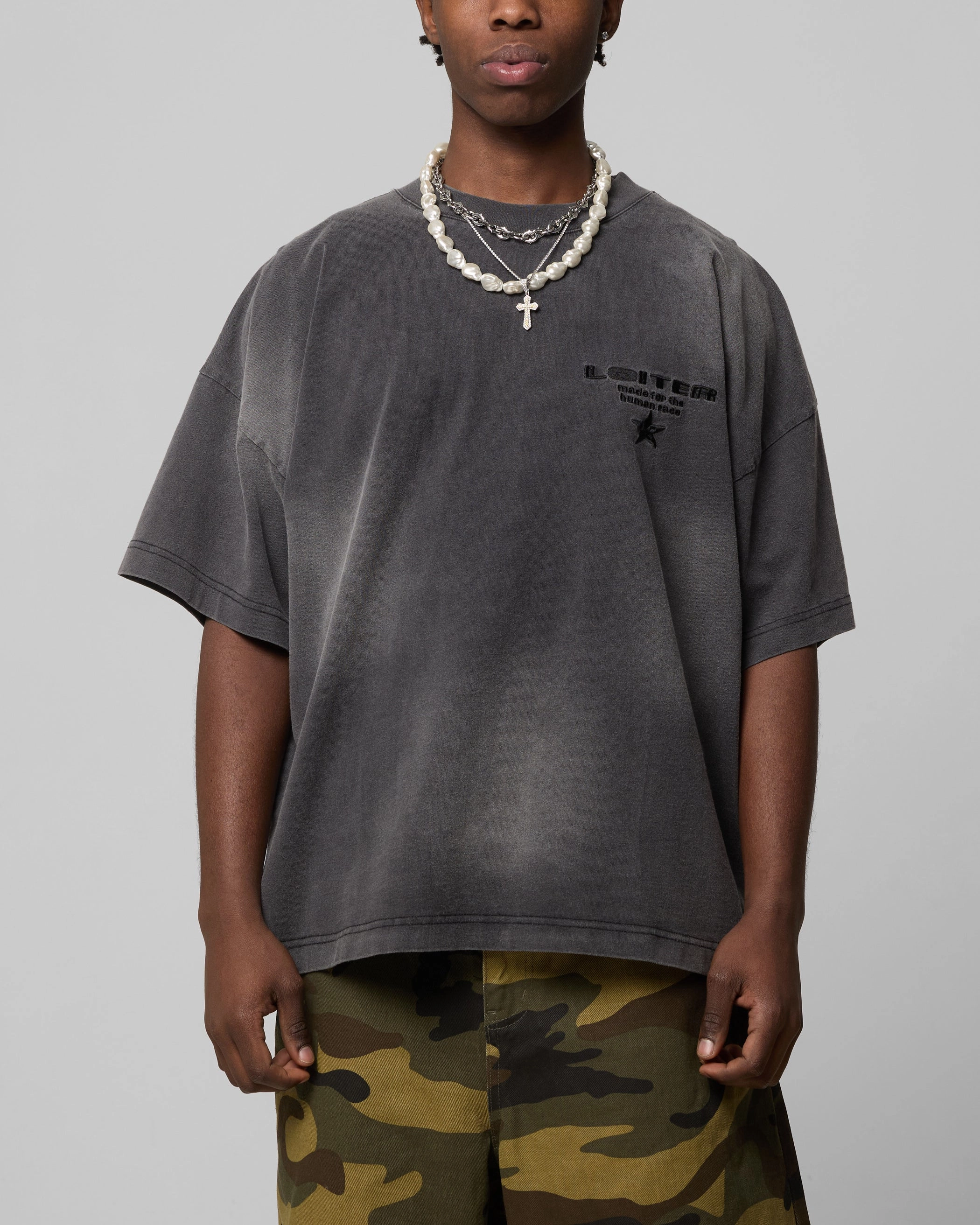 Loiter Celestial T-Shirt Charcoal TonalStitching Summer Dress