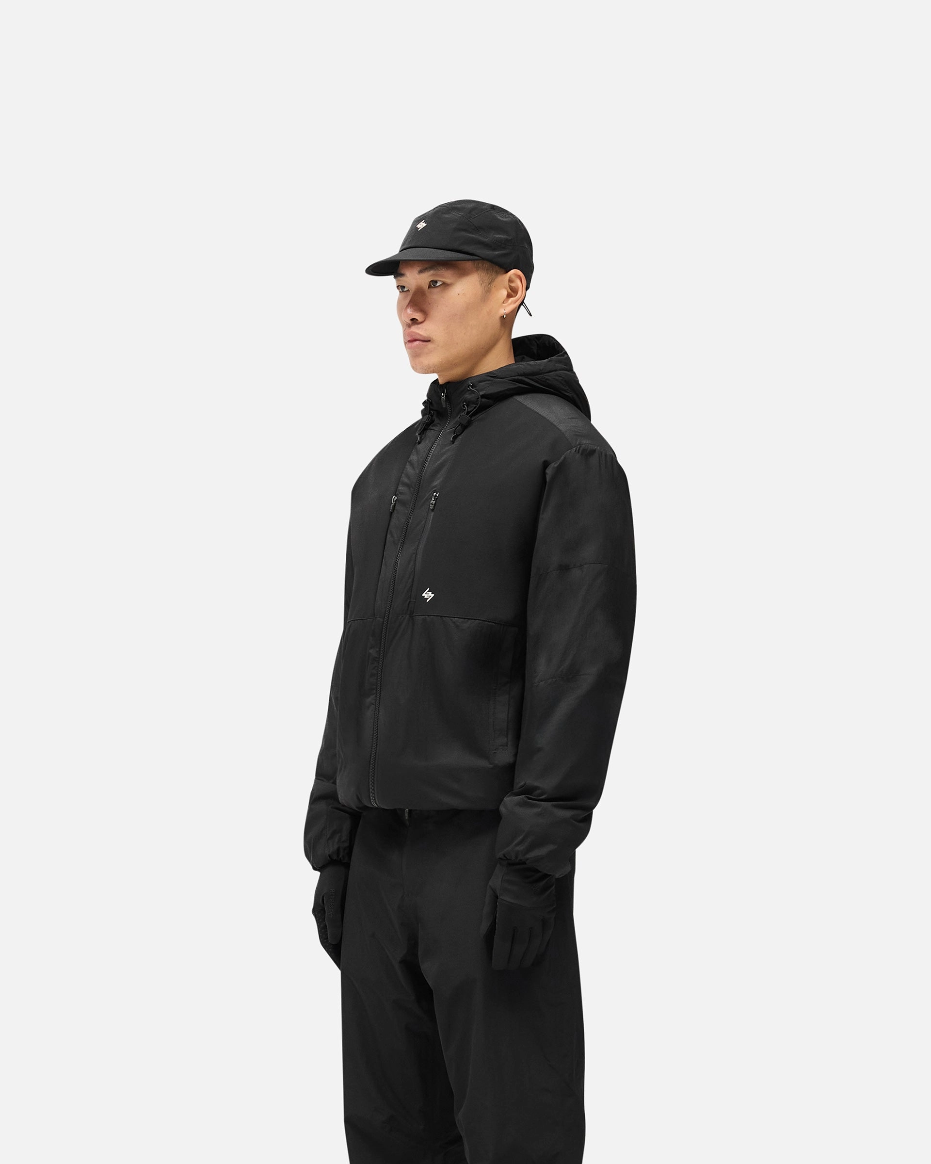 247 Panelled Insulated Jacket - Black Wet Wicking Oversized Silhouette