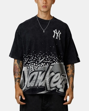 New Era New York Yankees Sport Class T-Shirt Washed Black WrinkleResistantWeave Reinforced Seam Technique