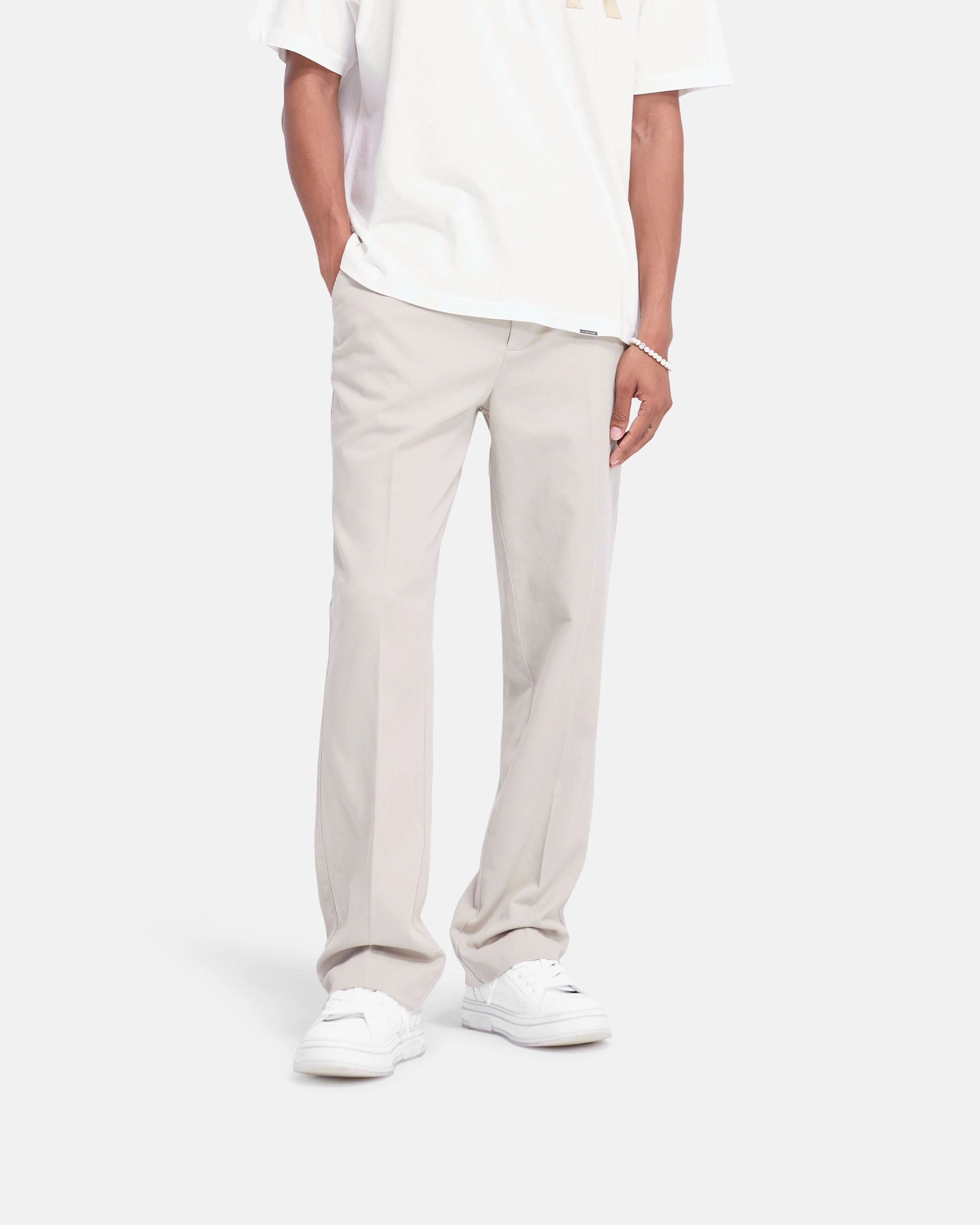 Minimalist Waist Cotton Pant - Stone