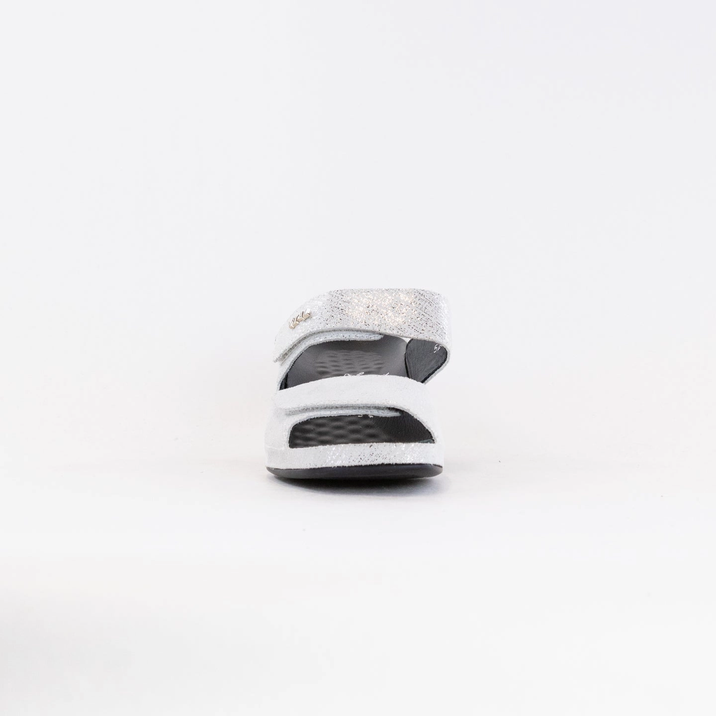 Stiletto Heel Vital Joy Mule Sandal (Women's) - Silver Metallic Leather