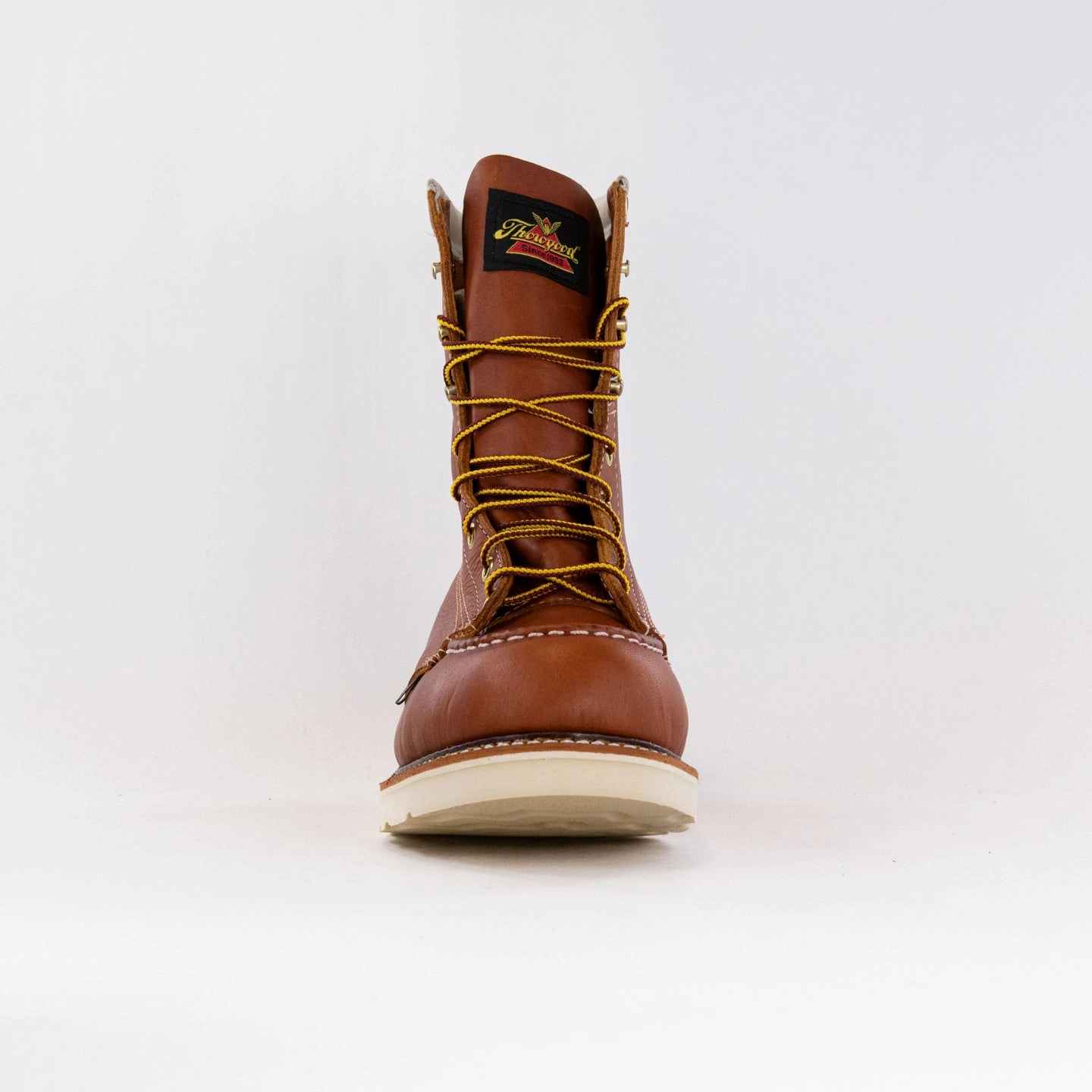 Thorogood American Heritage 8'' Safety Toe Moc Toe Max Wedge (Men's) - Tobacco Flexible Frame Rough Terrain