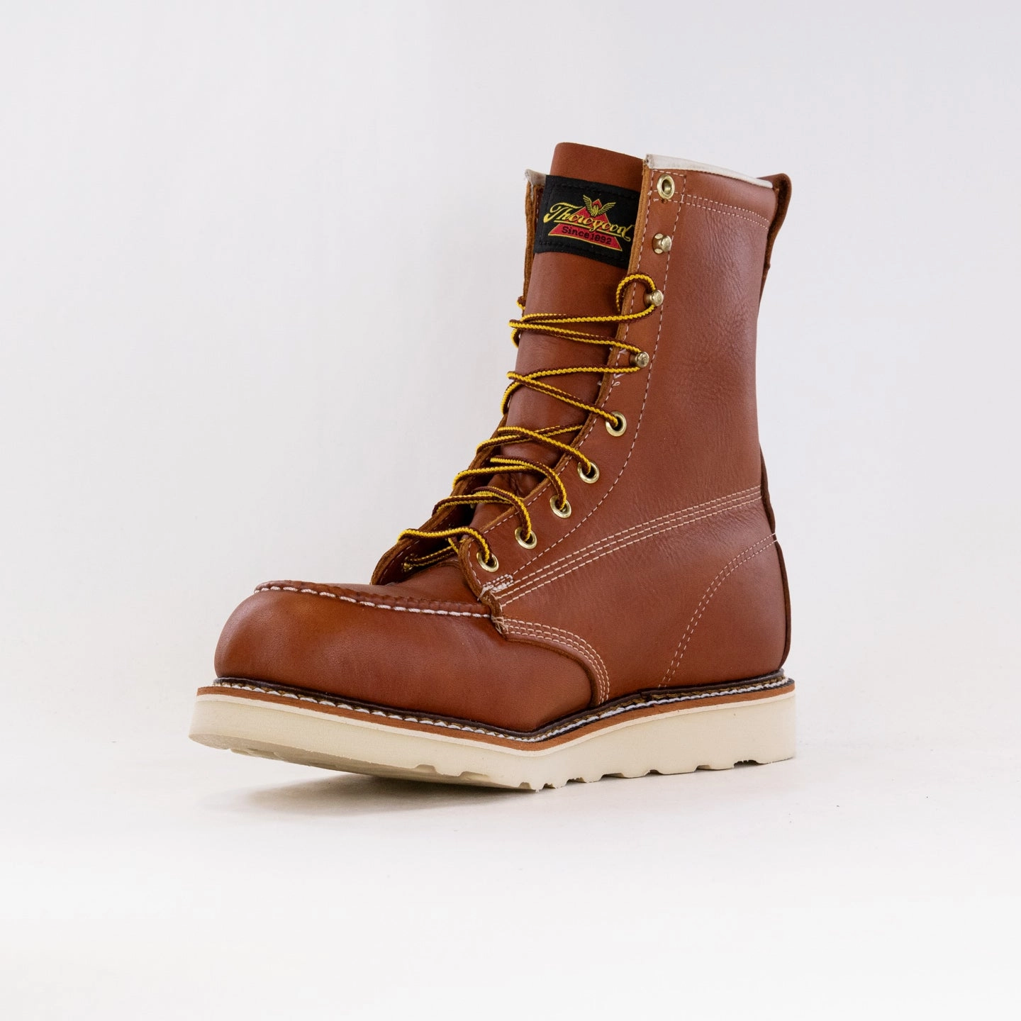 Shock Absorbing Adventure Journey Thorogood American Heritage 8'' Safety Toe Moc Toe Max Wedge (Men's) - Tobacco