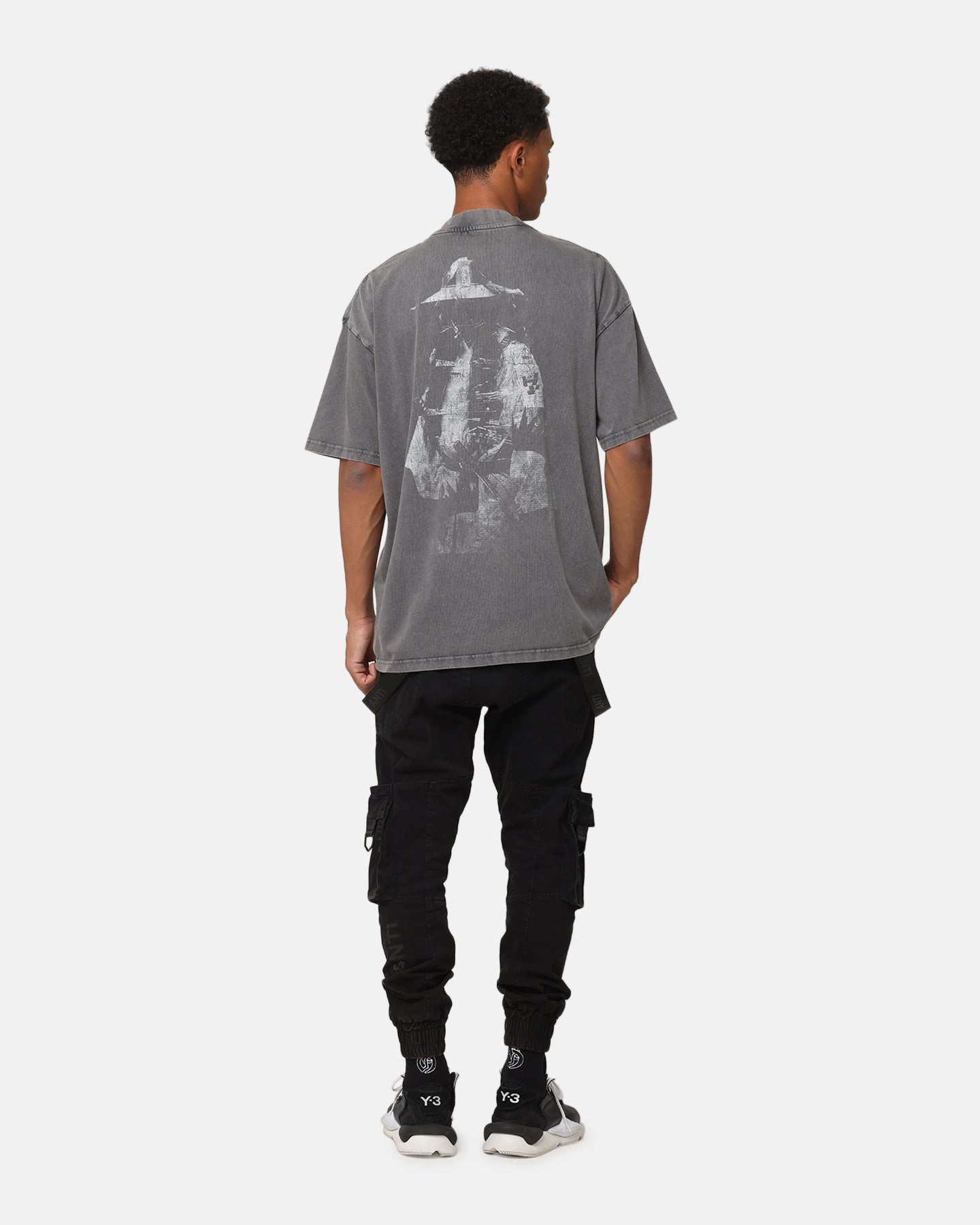 The Anti Order GHXST Mock Neck T-Shirt Washed Charcoal Printed Hoodie