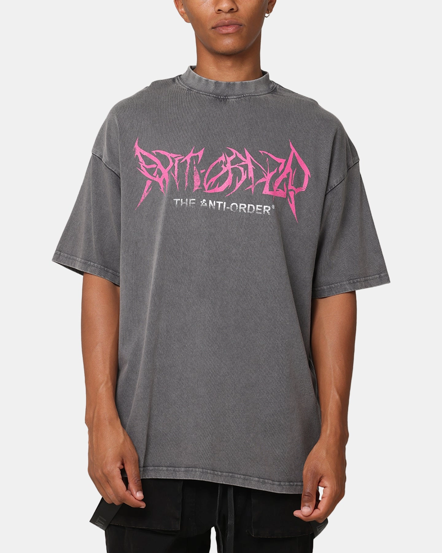 The Anti Order GHXST Mock Neck T-Shirt Washed Charcoal LowMaintenanceMaterial RelaxedFit