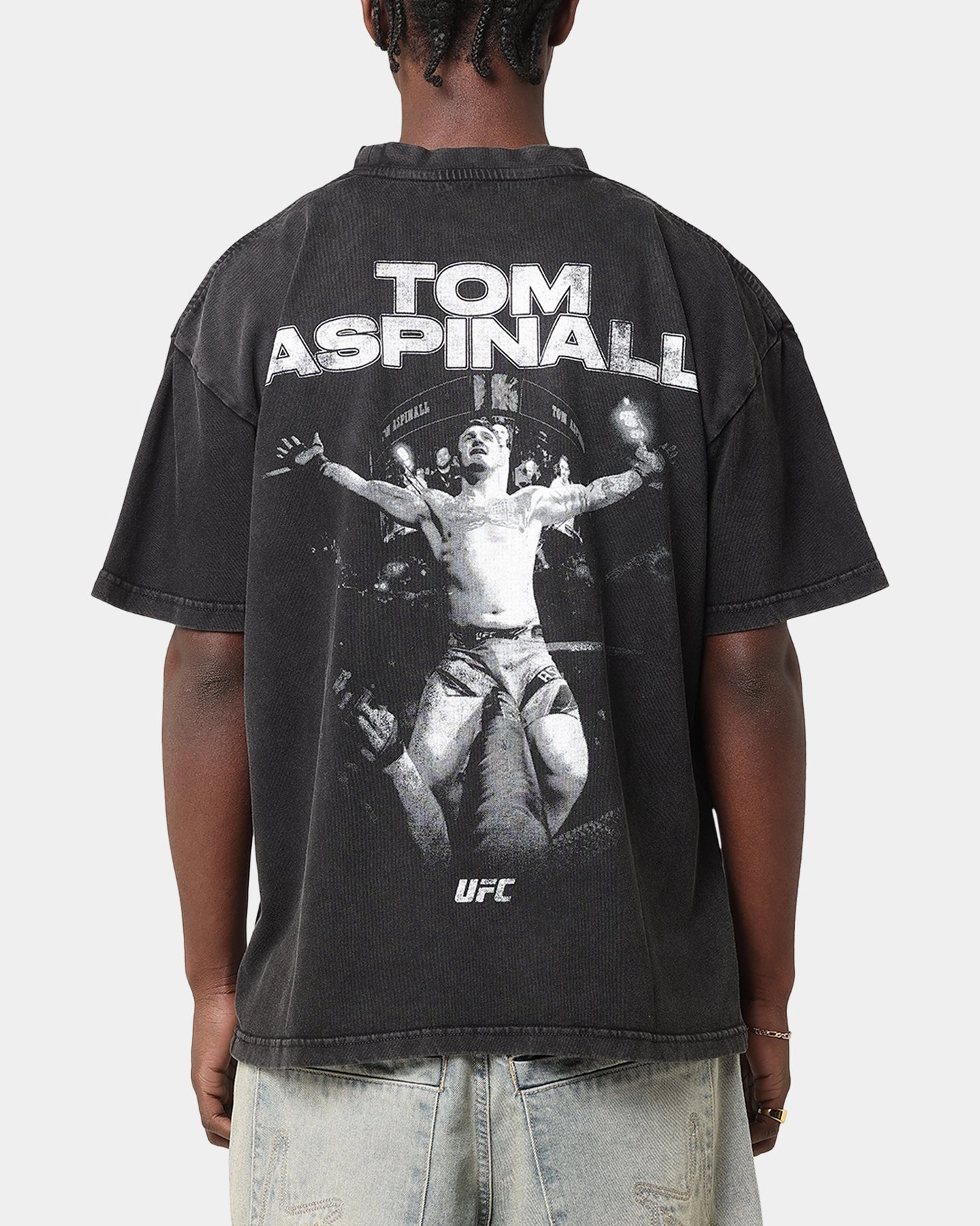 BondedHemline UFC By Culture Kings Tom Aspinall Vintage T-Shirt Black Acidwash