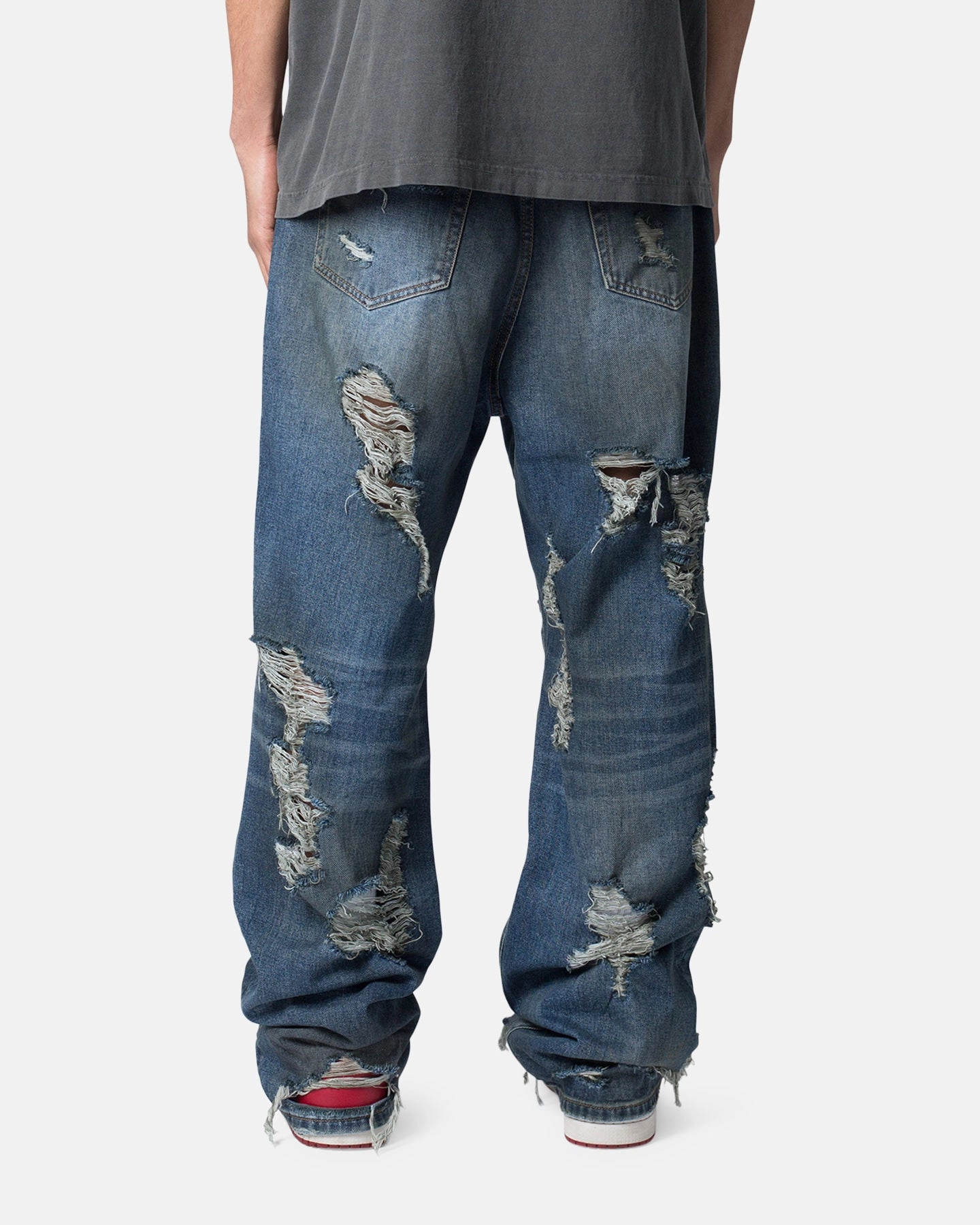 MNML Ultra Baggy Decimated Denim Jeans Blue Essential Wearable