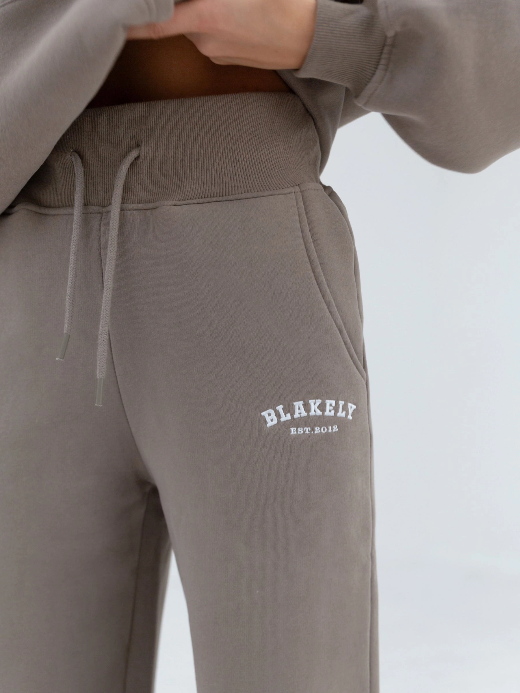 Flattering Comfort Anti Odor Technology Varsity Wide Leg Sweatpants - Light Beige