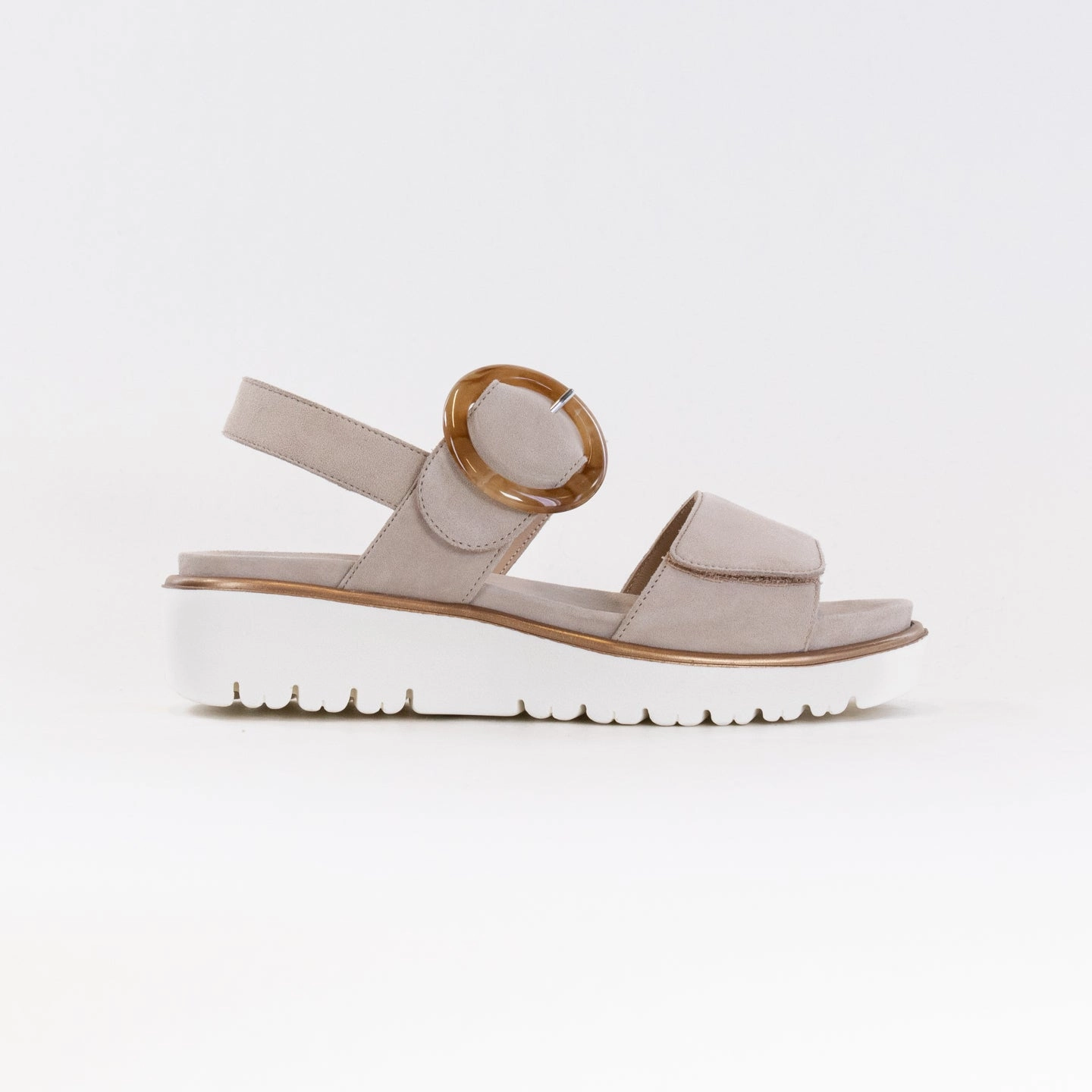 Ara Bridgeport Sandal (Women's) - Sand Kid Suede Adjustable buckle