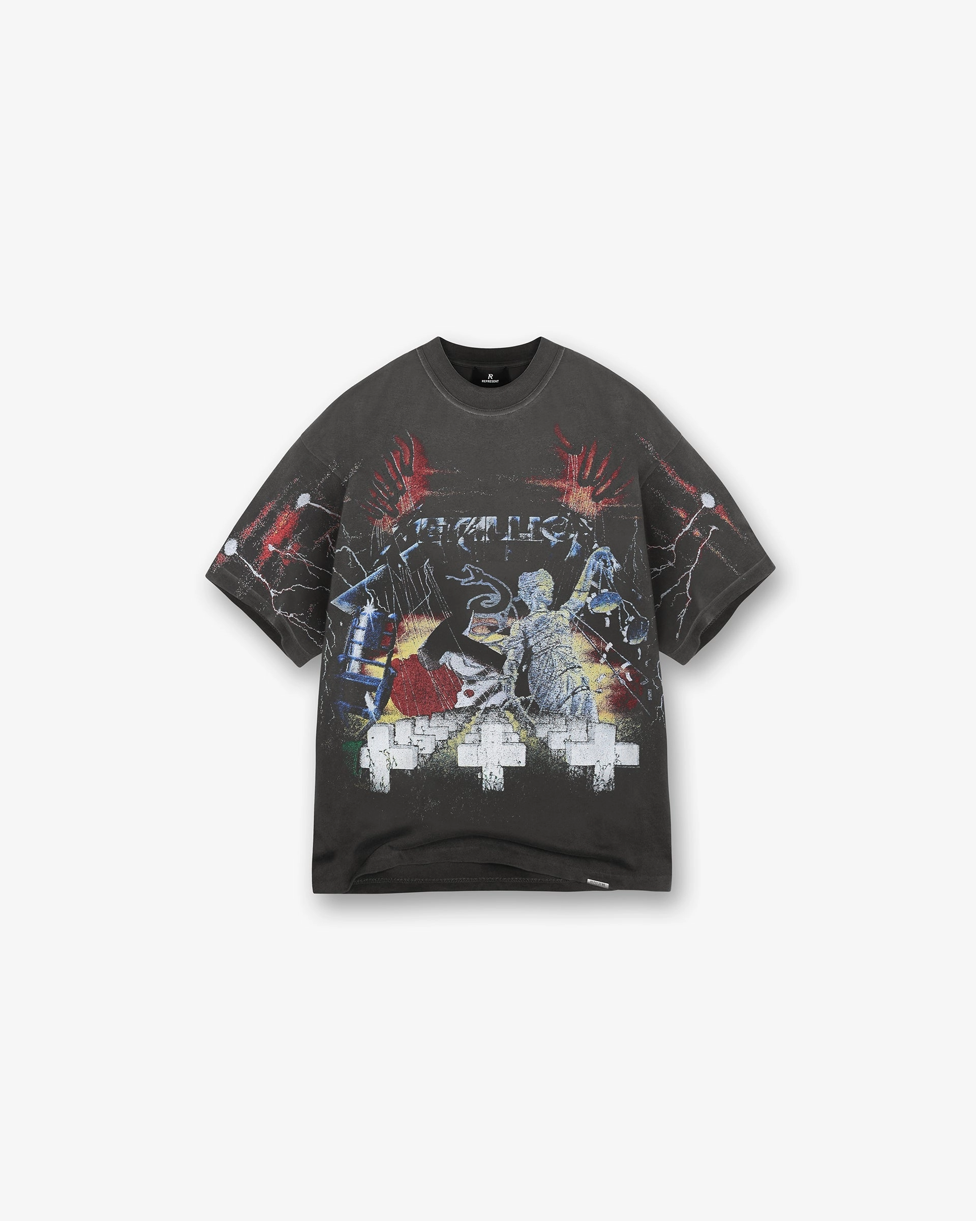 FadeResistant Coating birthday party Represent X Metallica Master Of Puppets T-Shirt - Vintage Grey