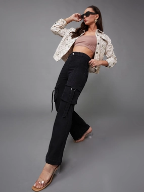 Sustainable Dye Methods Reinforced Belt Loops 24/7 Comfort Black Bell-Bottom Bootcut High-Rise Stretchable Denim Jeans