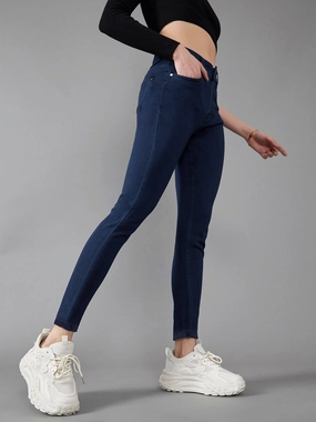 CHASEstretch? Navy-Blue Skinny-Fit Mid-Rise Denim Jeans Contemporary Waistband Colorfast Dyeing Method