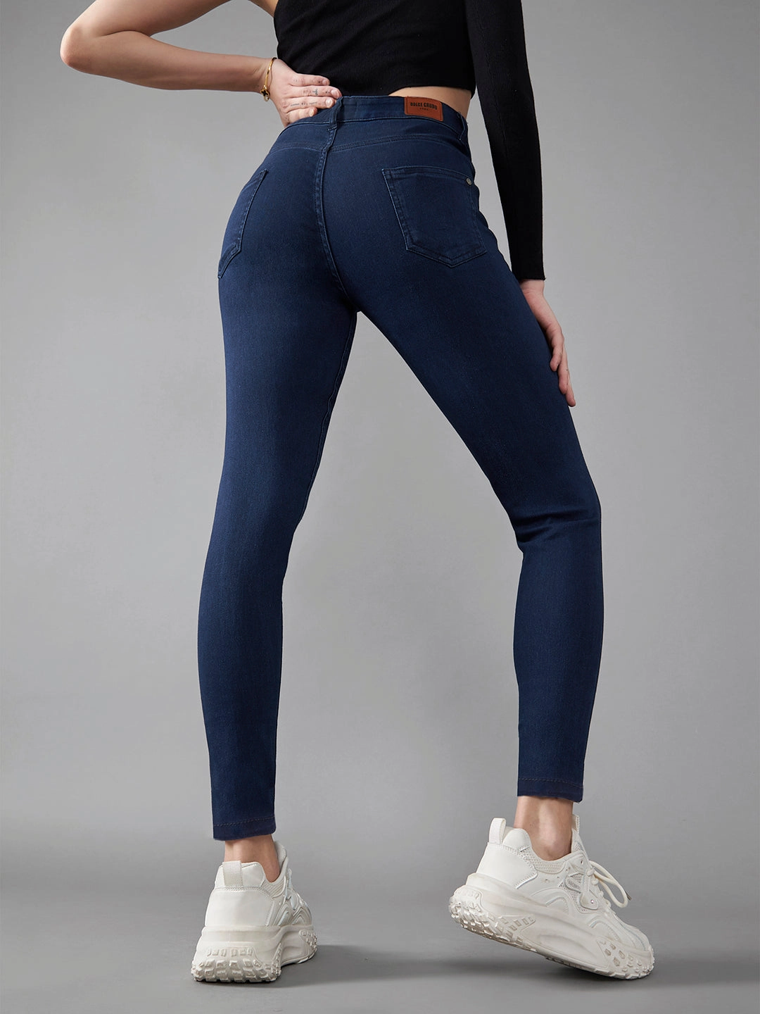 Vibrant Design CHASEstretch? Navy-Blue Skinny-Fit Mid-Rise Denim Jeans