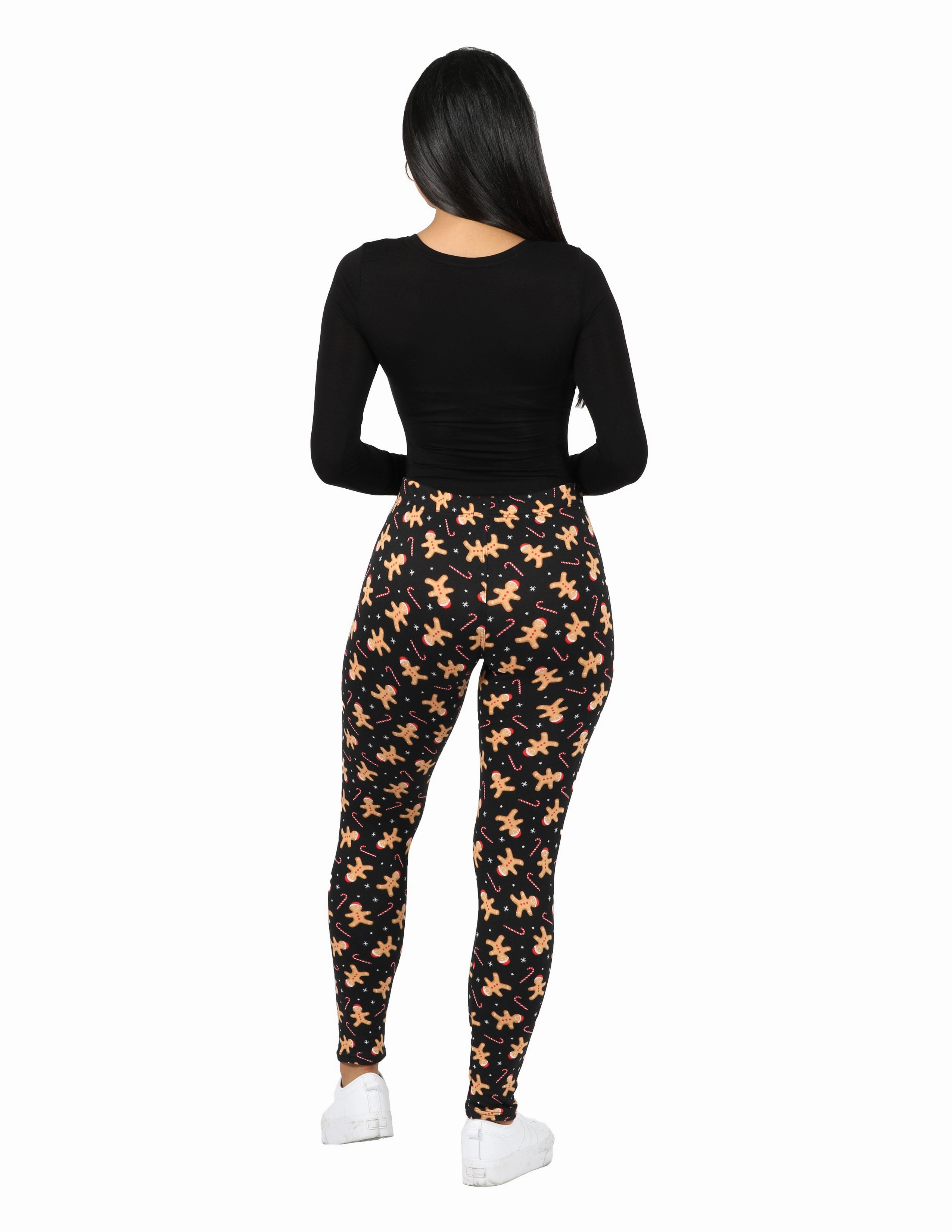 Ginger Bread and Candy Canes Holiday Super Soft Leggings Hiking Trail Soft Touch