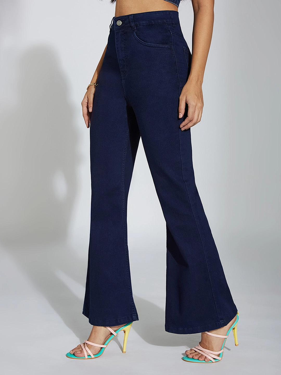 CHASEshape? Navy-Blue Bootcut High-Rise Denim Jeans Beach Day Sustainable