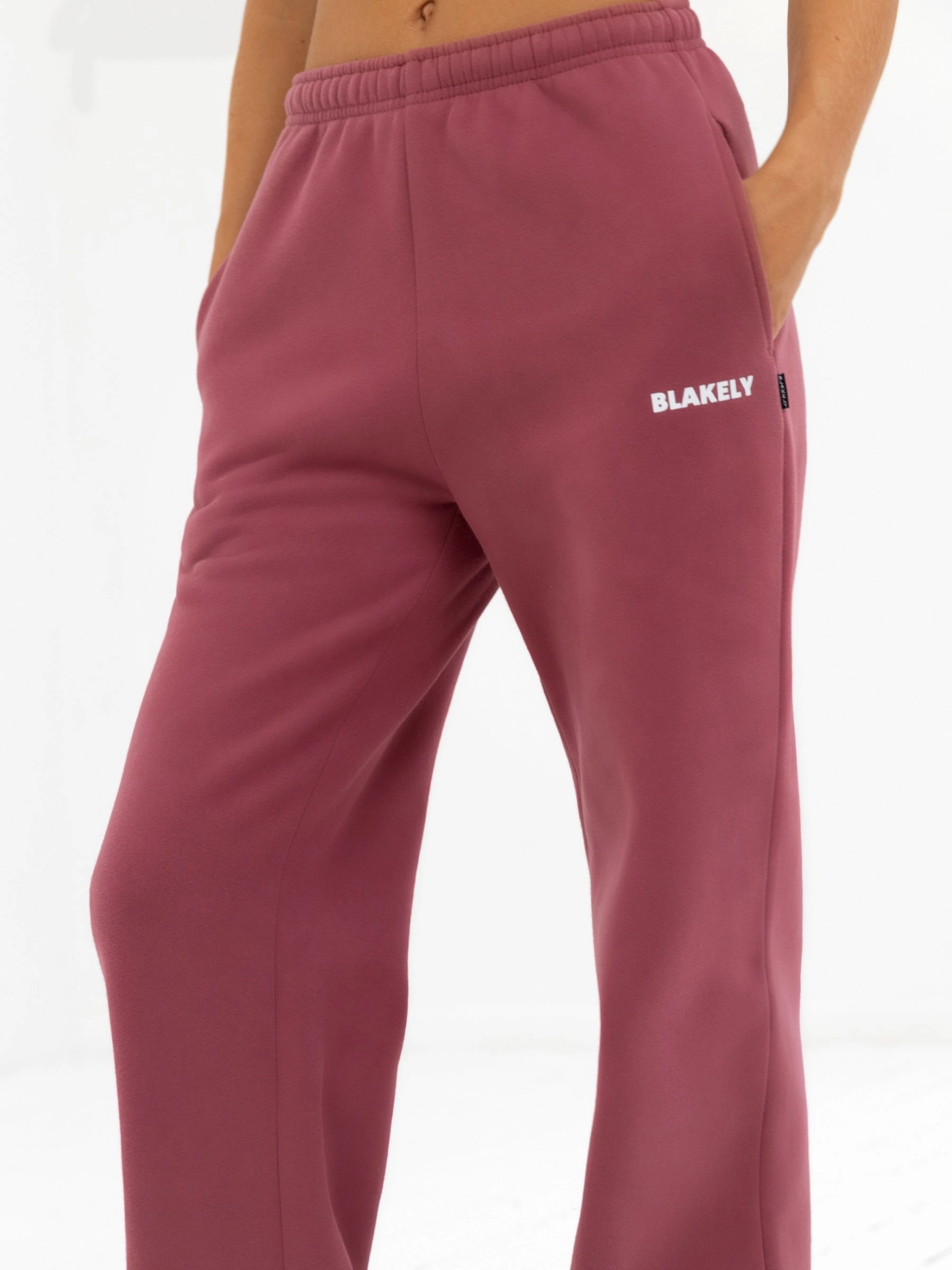 Amelie Wide Leg Sweatpants - Dark Pink Ventilated Mesh Lining