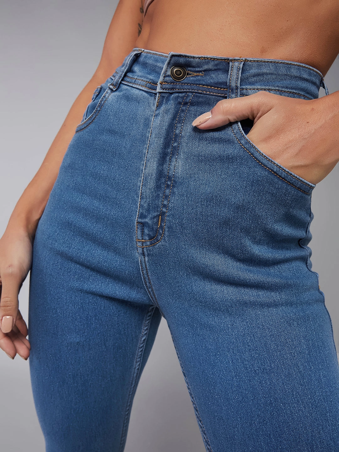 CHASEstretch? Blue Skinny High-Rise Distressed Denim Jeans Beach Day Sustainable One For All