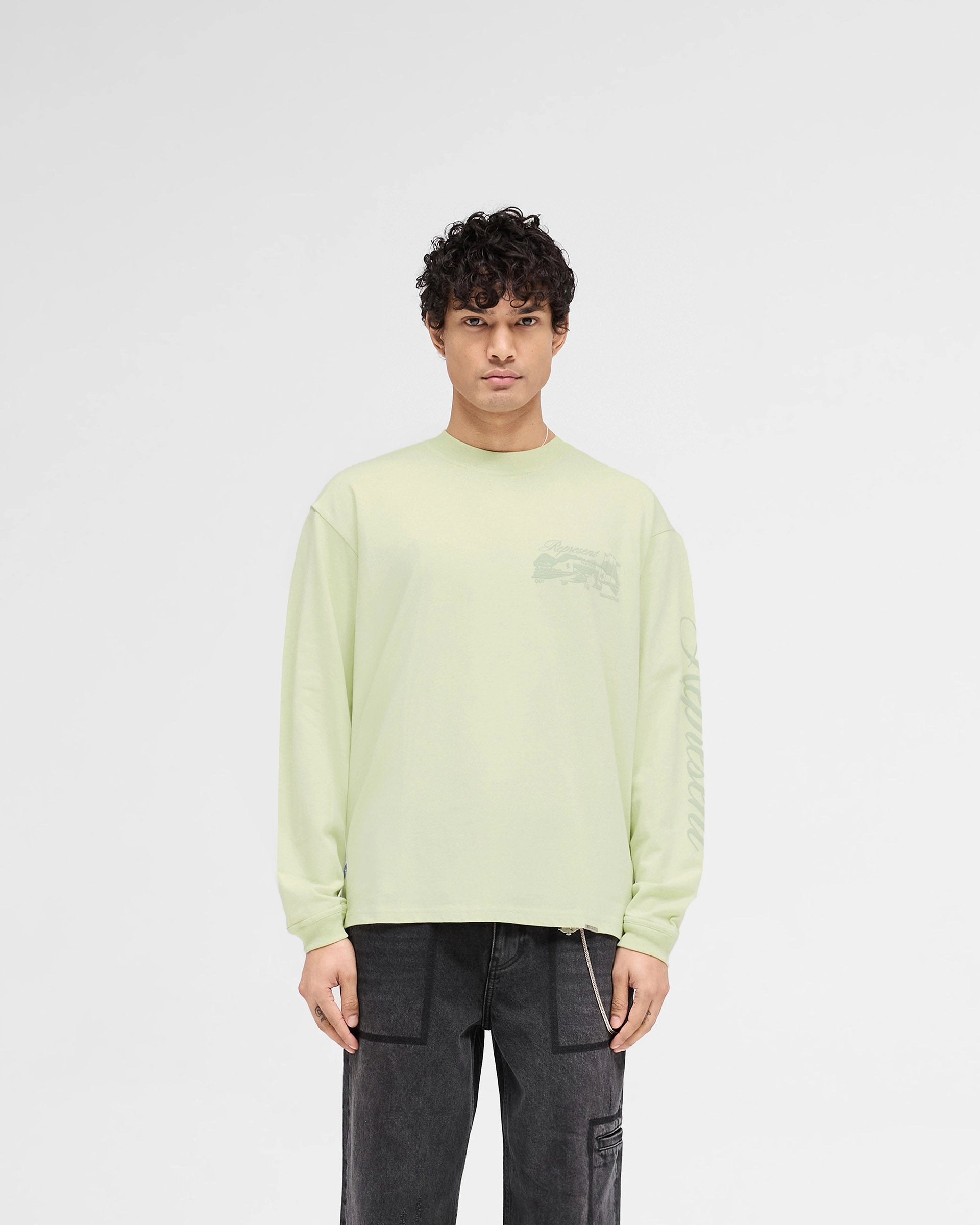 Raceway Long Sleeve T-Shirt - Matcha TexturedWeavePattern
