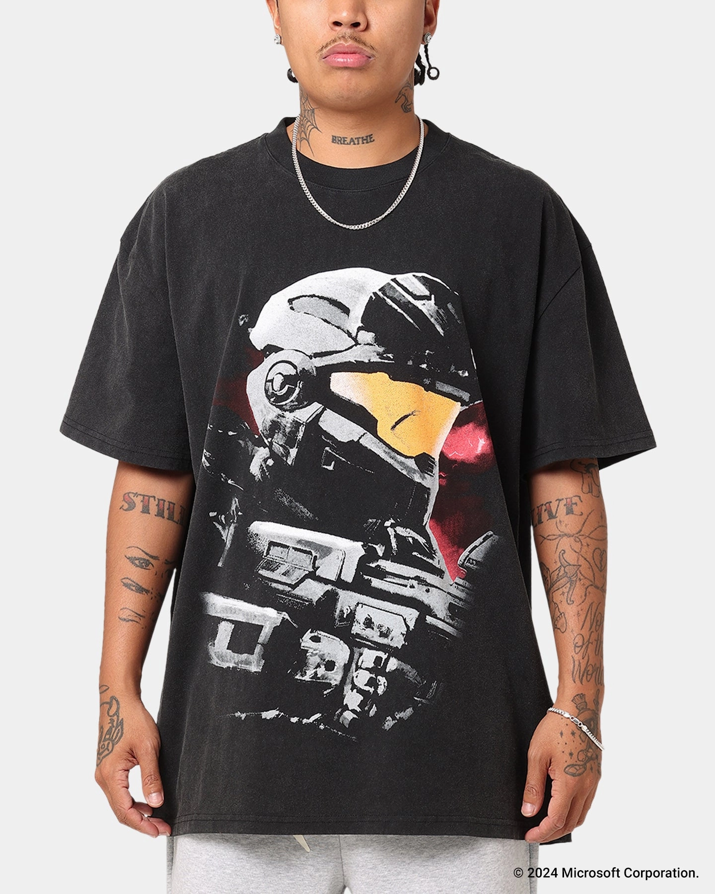 UPF Protective Fabric Goat Crew X Halo Halo Reach Vintage T-Shirt Black Acidwash