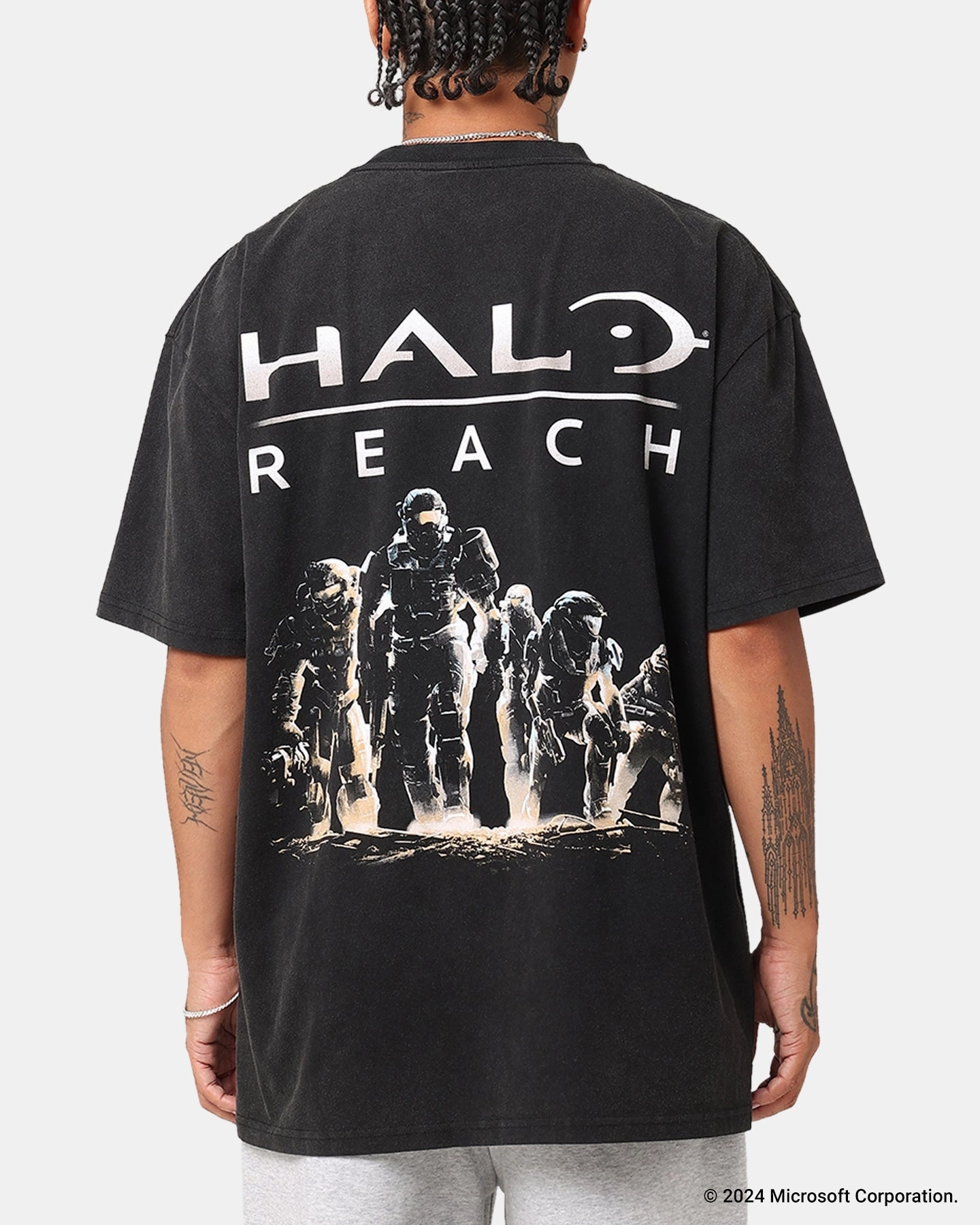 SnagResistant Multipanel Construction Goat Crew X Halo Halo Reach Vintage T-Shirt Black Acidwash