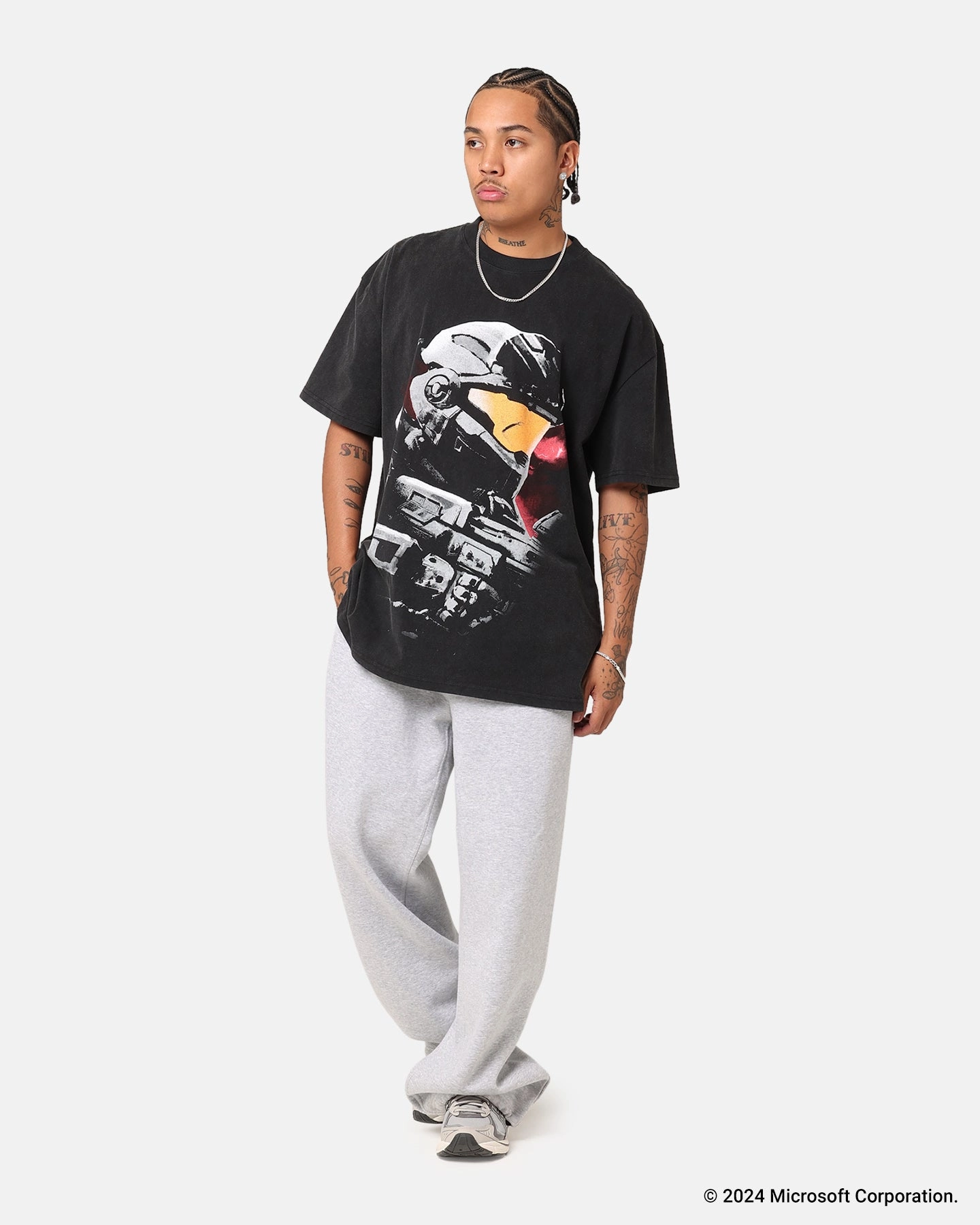 Goat Crew X Halo Halo Reach Vintage T-Shirt Black Acidwash NonScratchyLining Flexible Cuffs