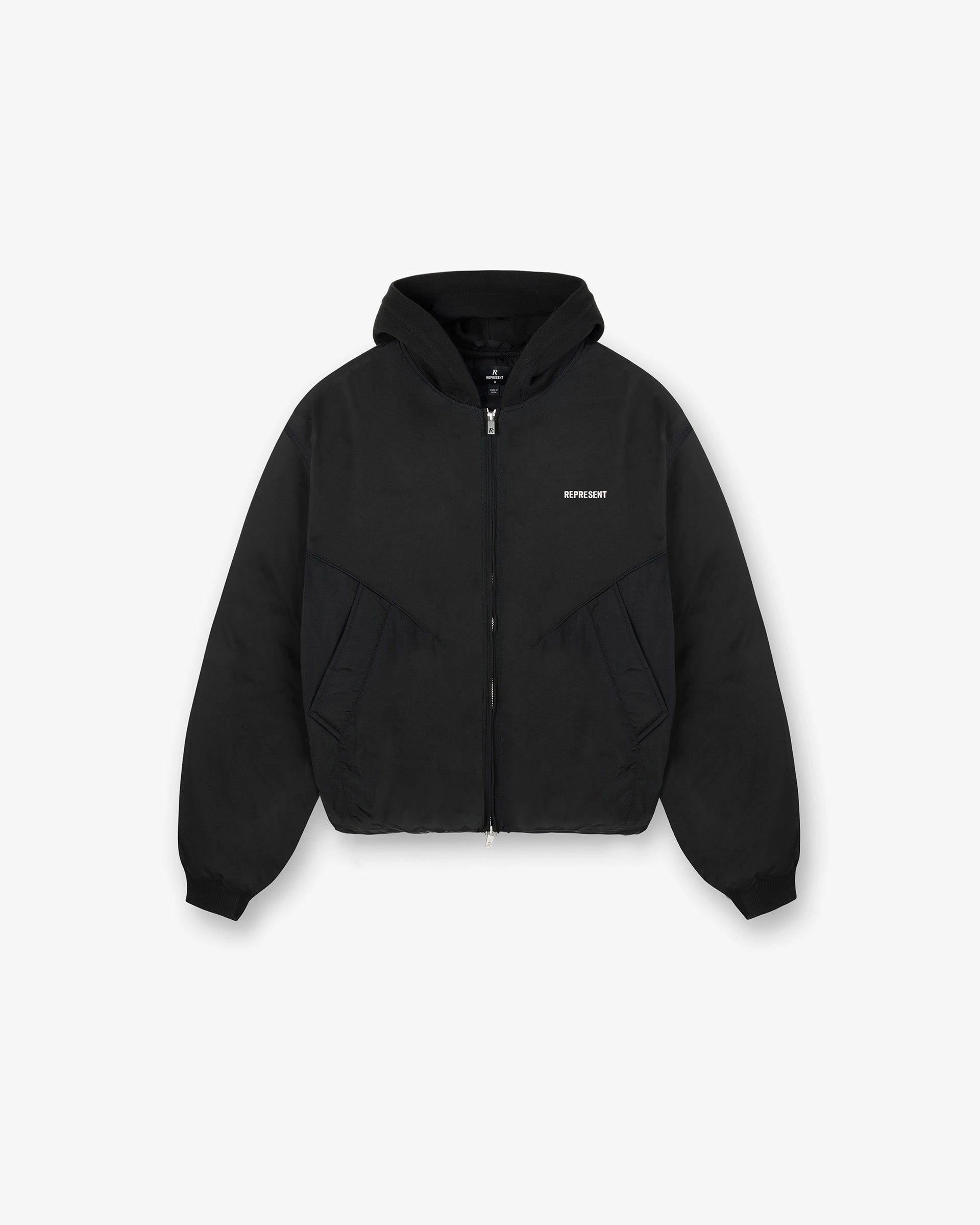 Nylon Hooded Bomber Jacket - Black Weatherproof Barrier