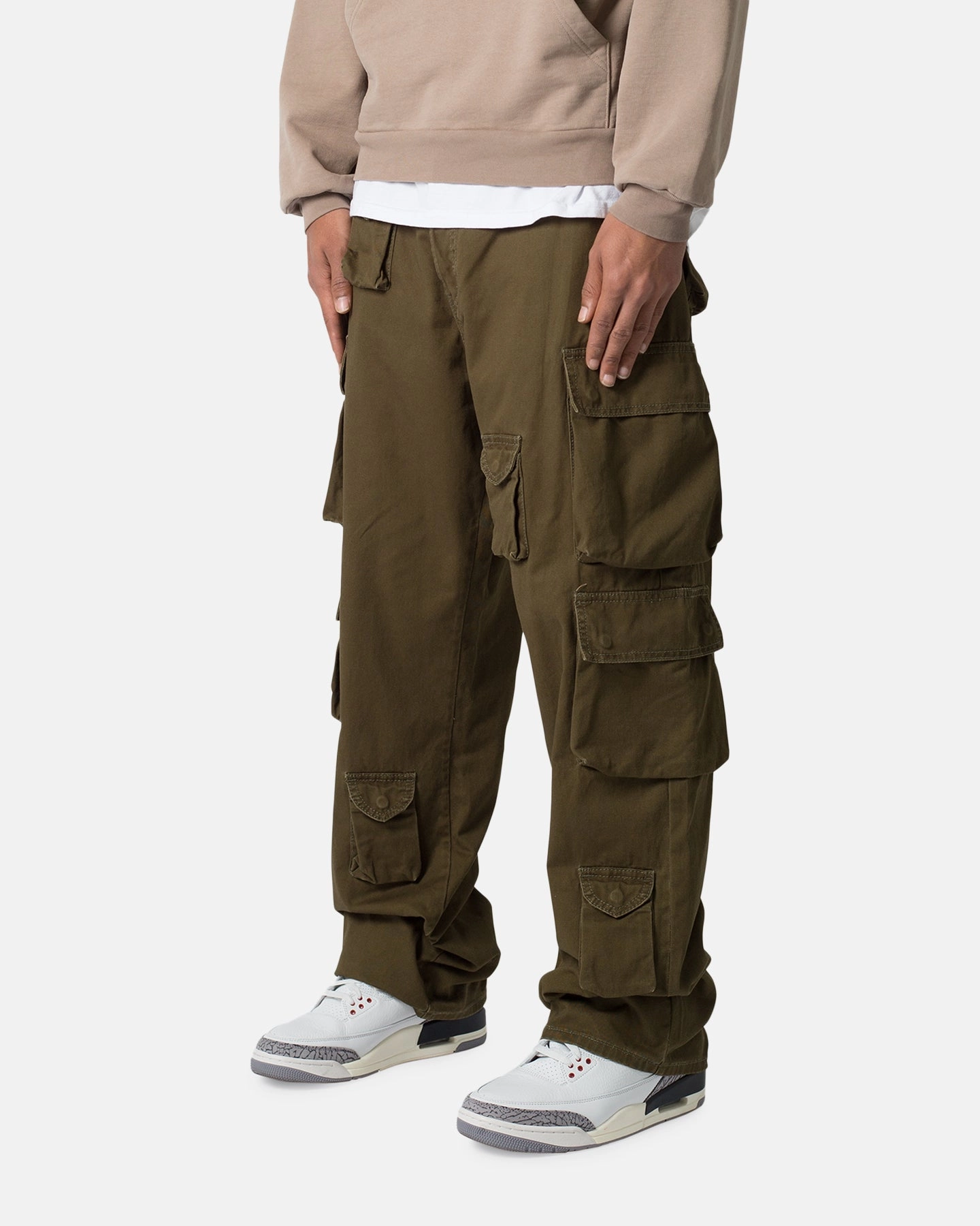 MNML Baggy Cargo Pants Washed Olive Comfortable Cut