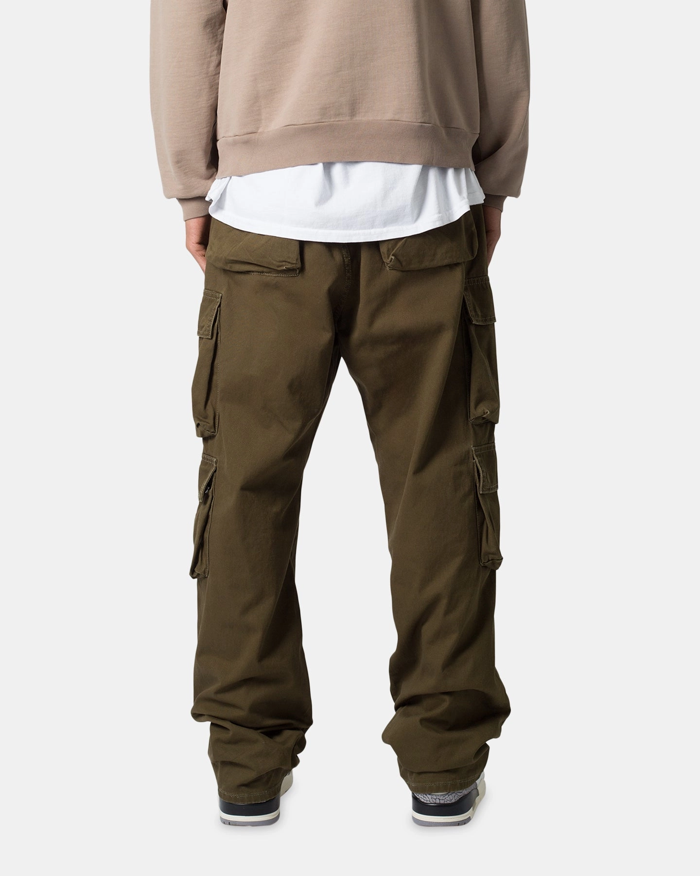 MNML Baggy Cargo Pants Washed Olive Smooth Finish Durable Activewear