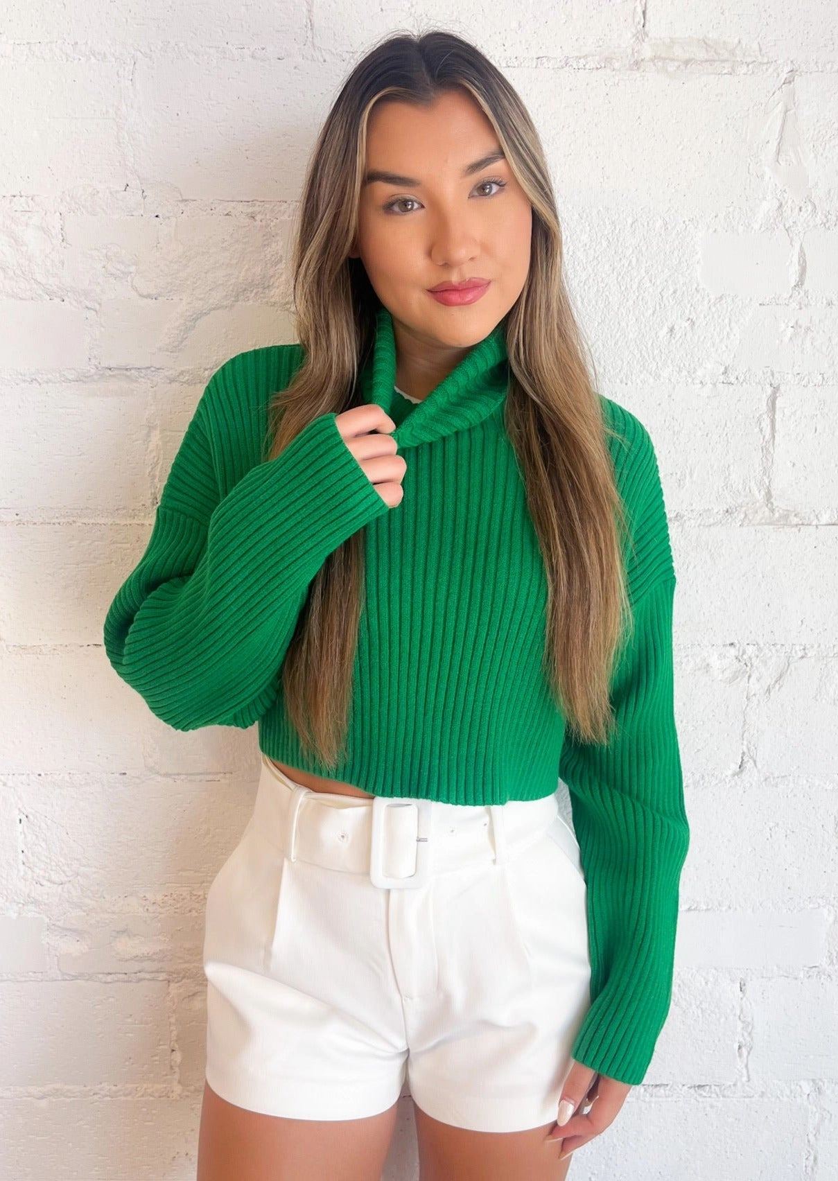 Durable Stitching Toasty Babe Turtleneck Crop Sweater