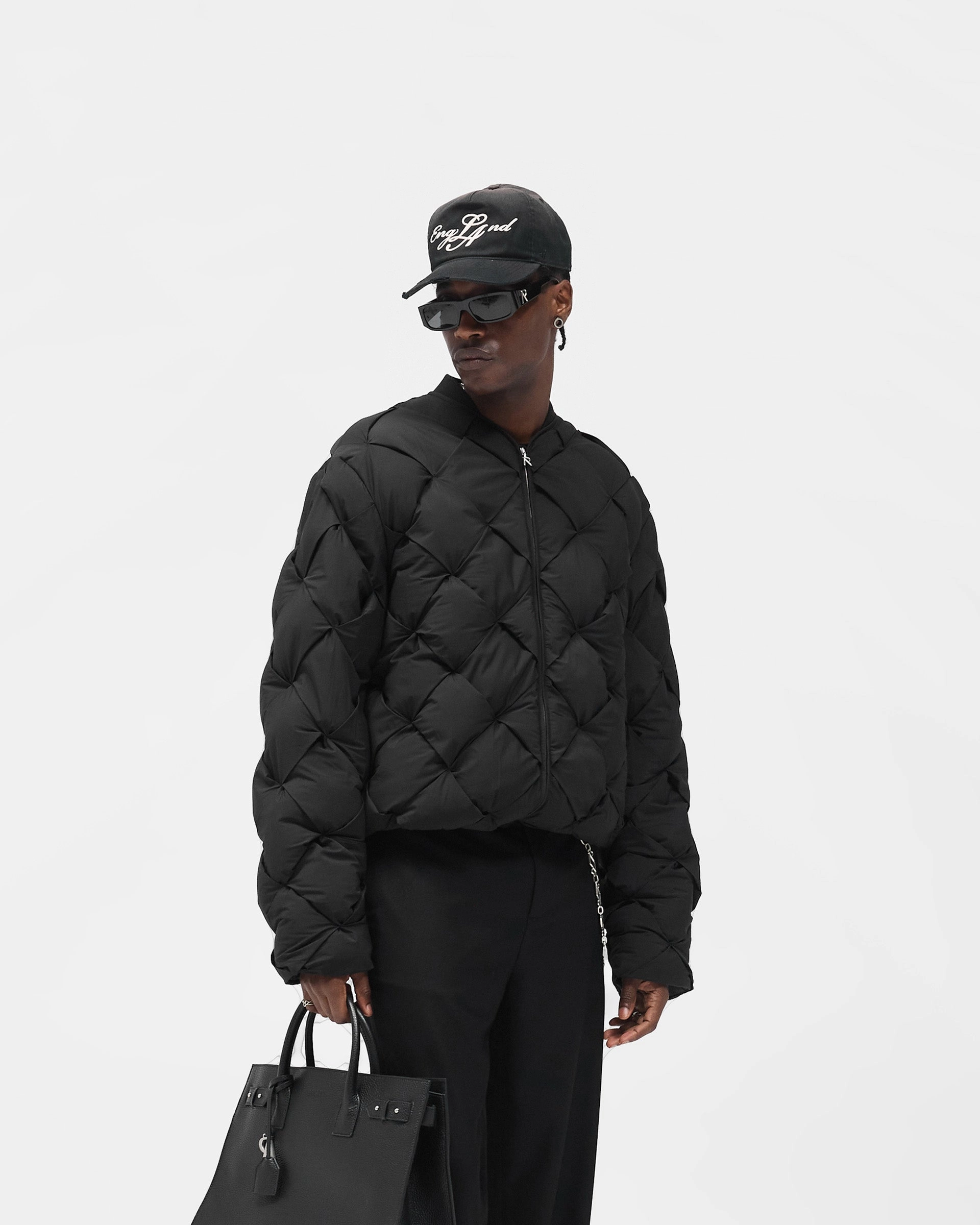 Pillow Puffer - Jet Black Flexible Material Reflective Safety Details