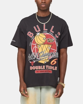 Mitchell & Ness Chicago Bulls Champions Report "Champ Pack" T-Shirt Faded Black ribbed texture Natural Fiber Blend